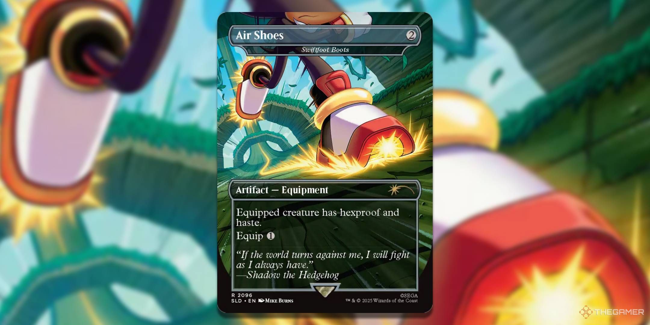 MTG Air Shoes card with the art in the background.