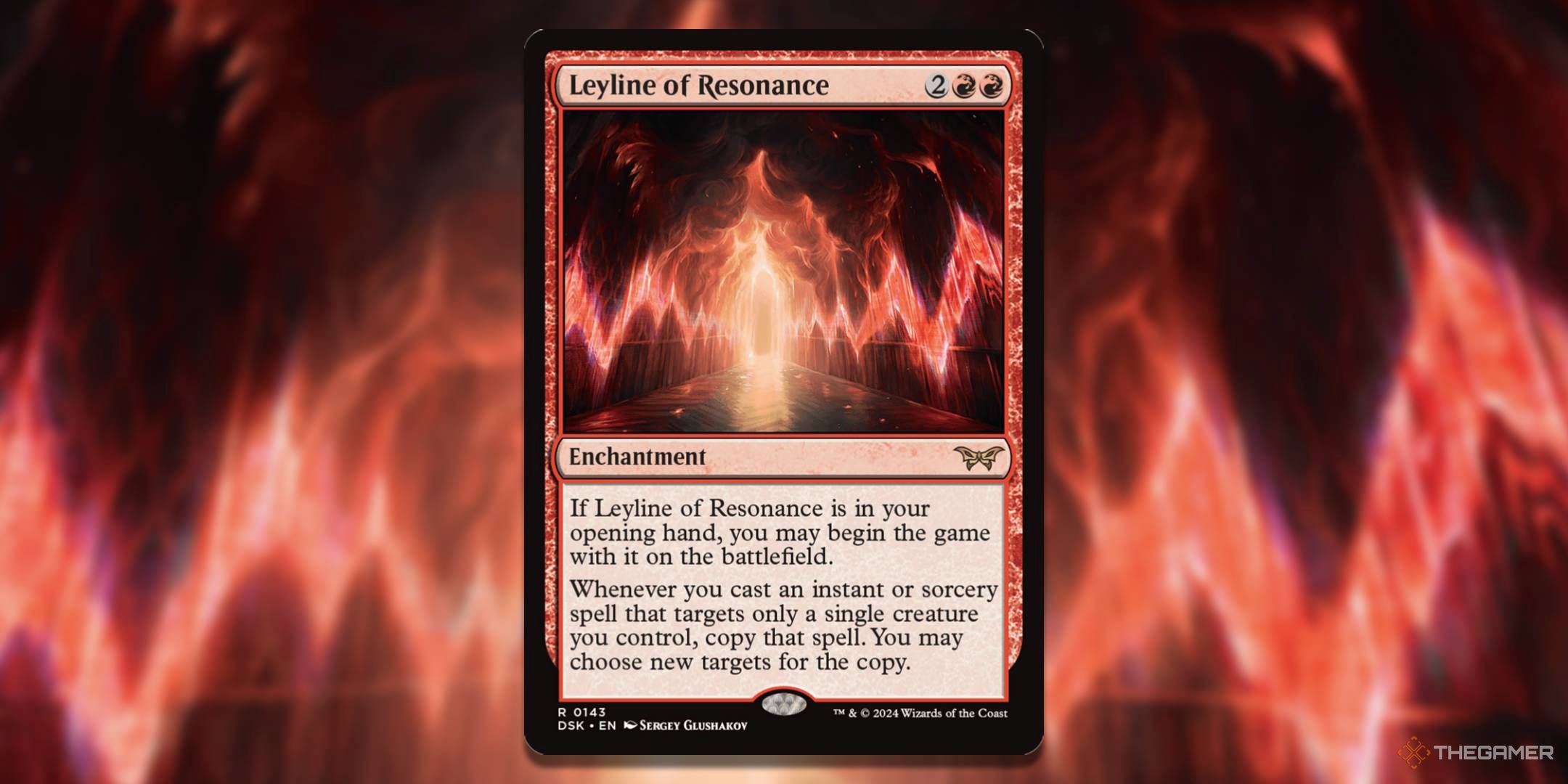 MTG Leyline of Resonance card with the art in the background.