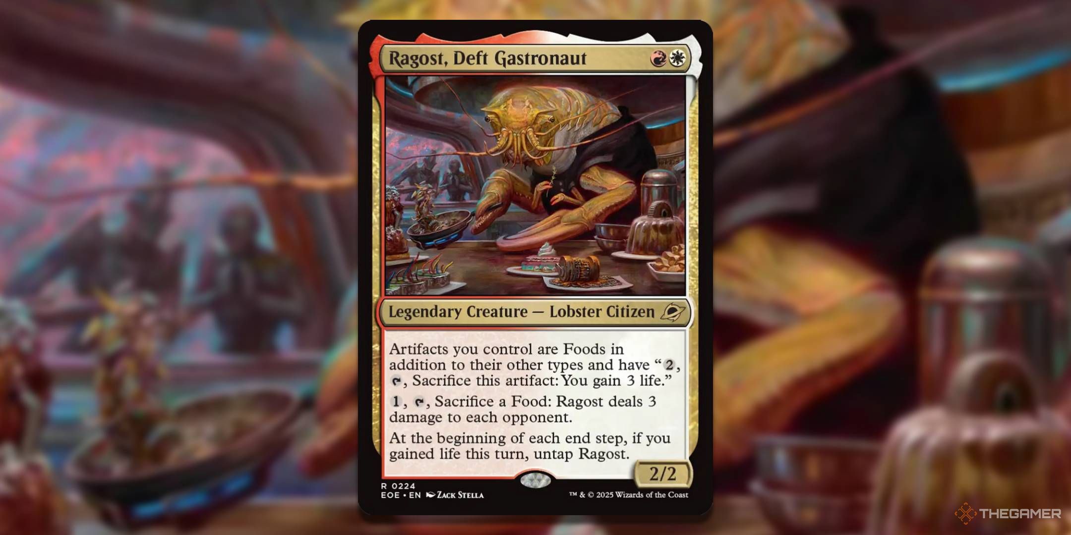 MTG Ragost, Deft Gastronaut card with the art in the background.