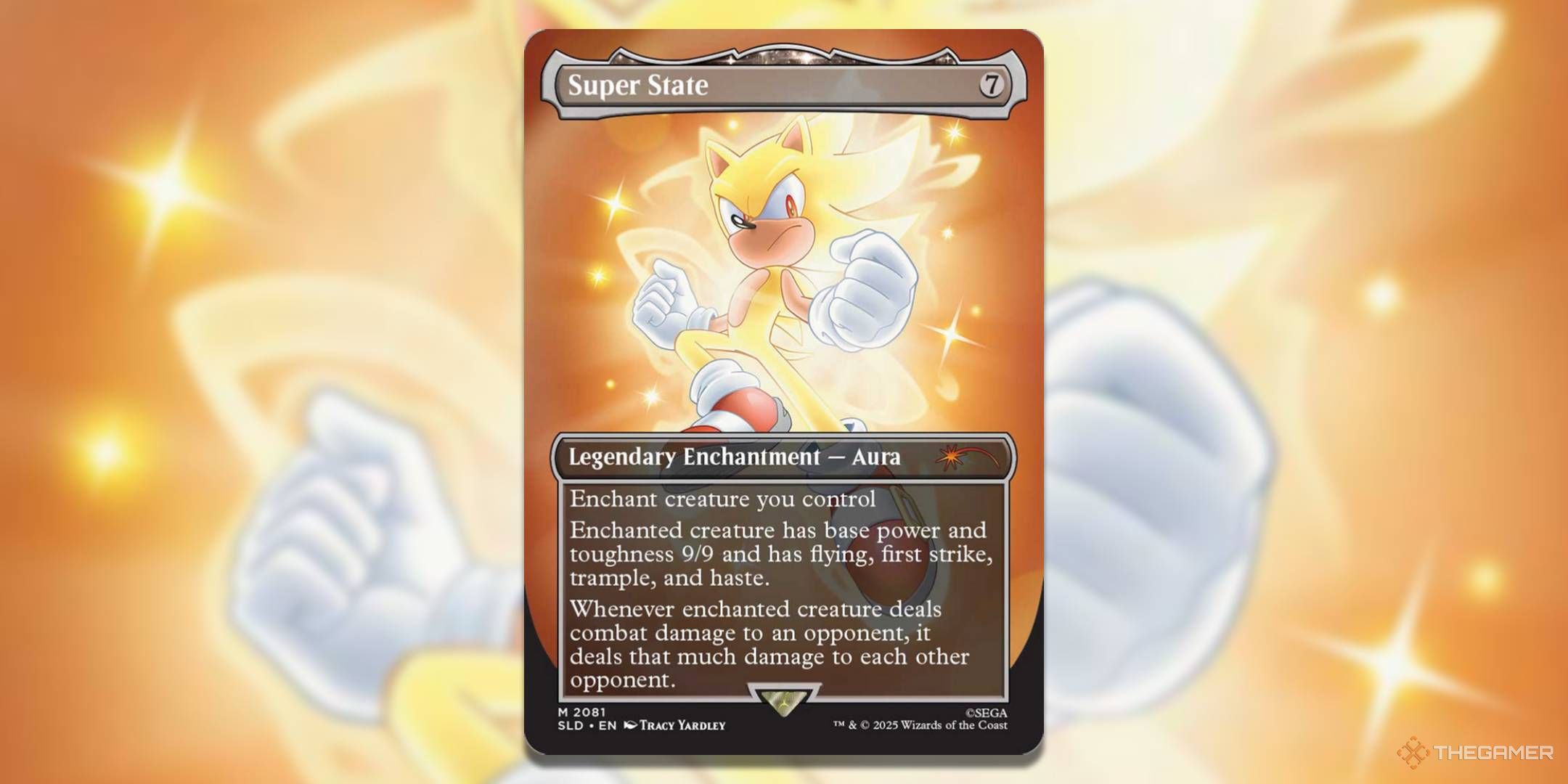 MTG Super State card with the art in the background.
