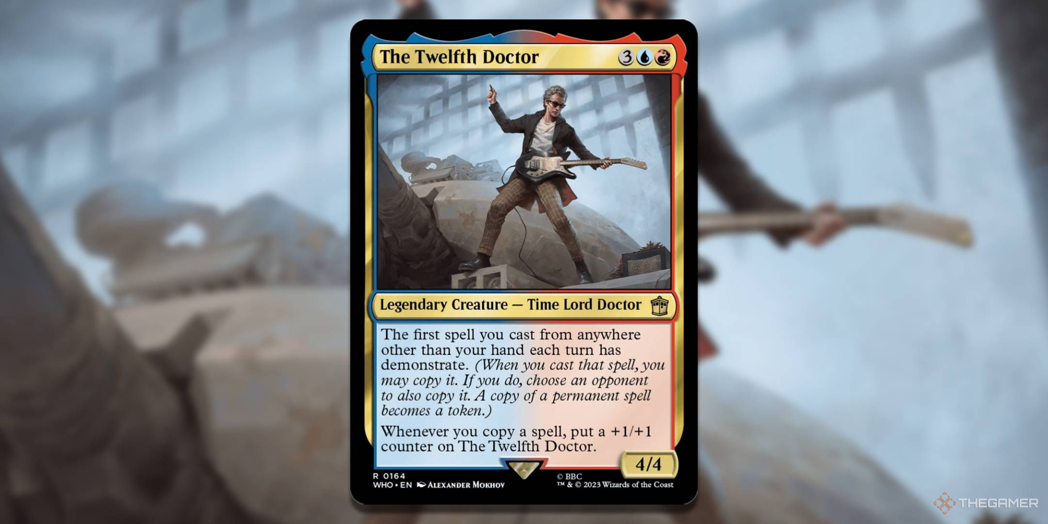 MTG The Twelfth Doctor card with the art in the background.