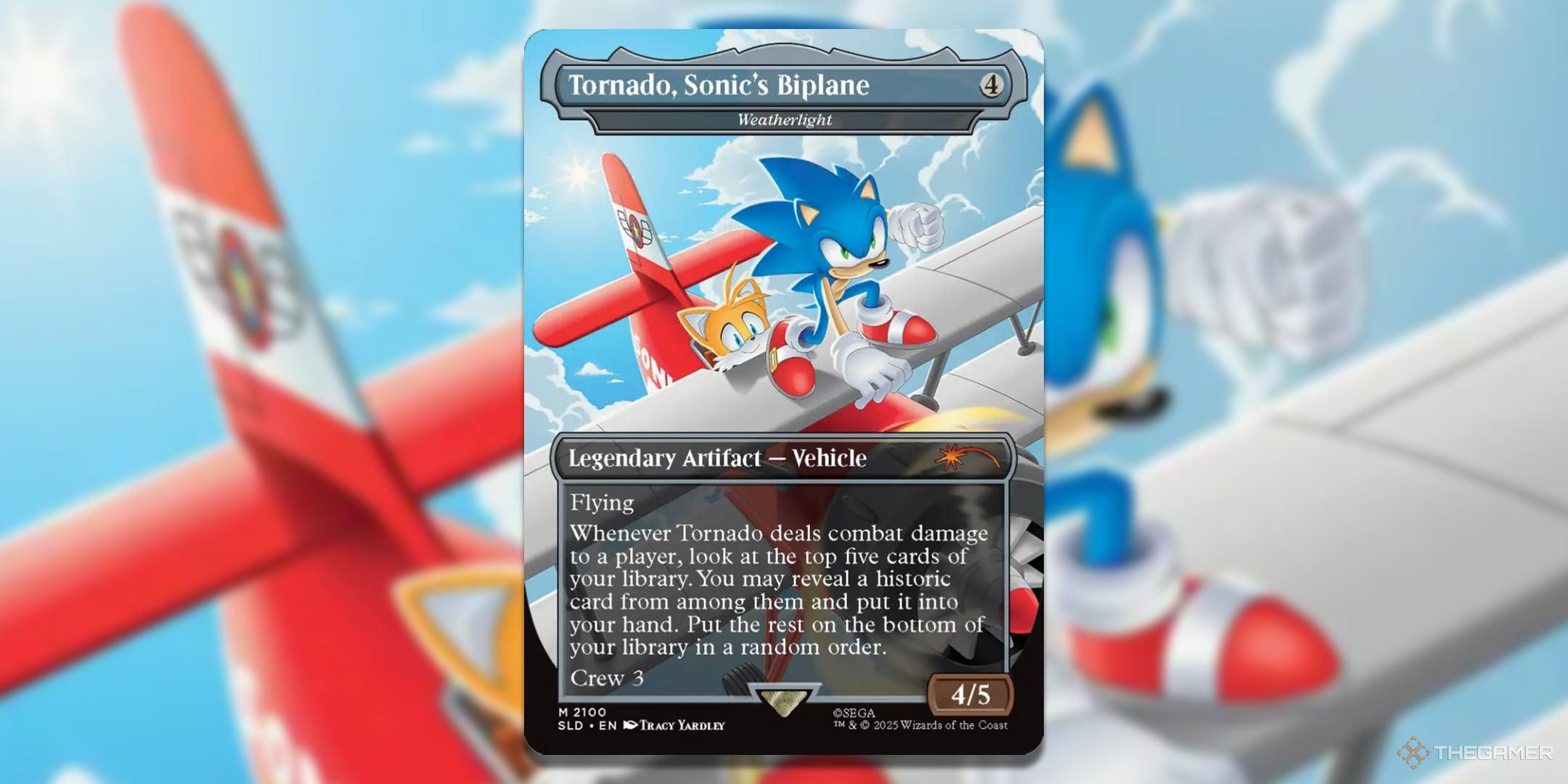 MTG Tornado, Sonic's Biplane card with the art in the background.