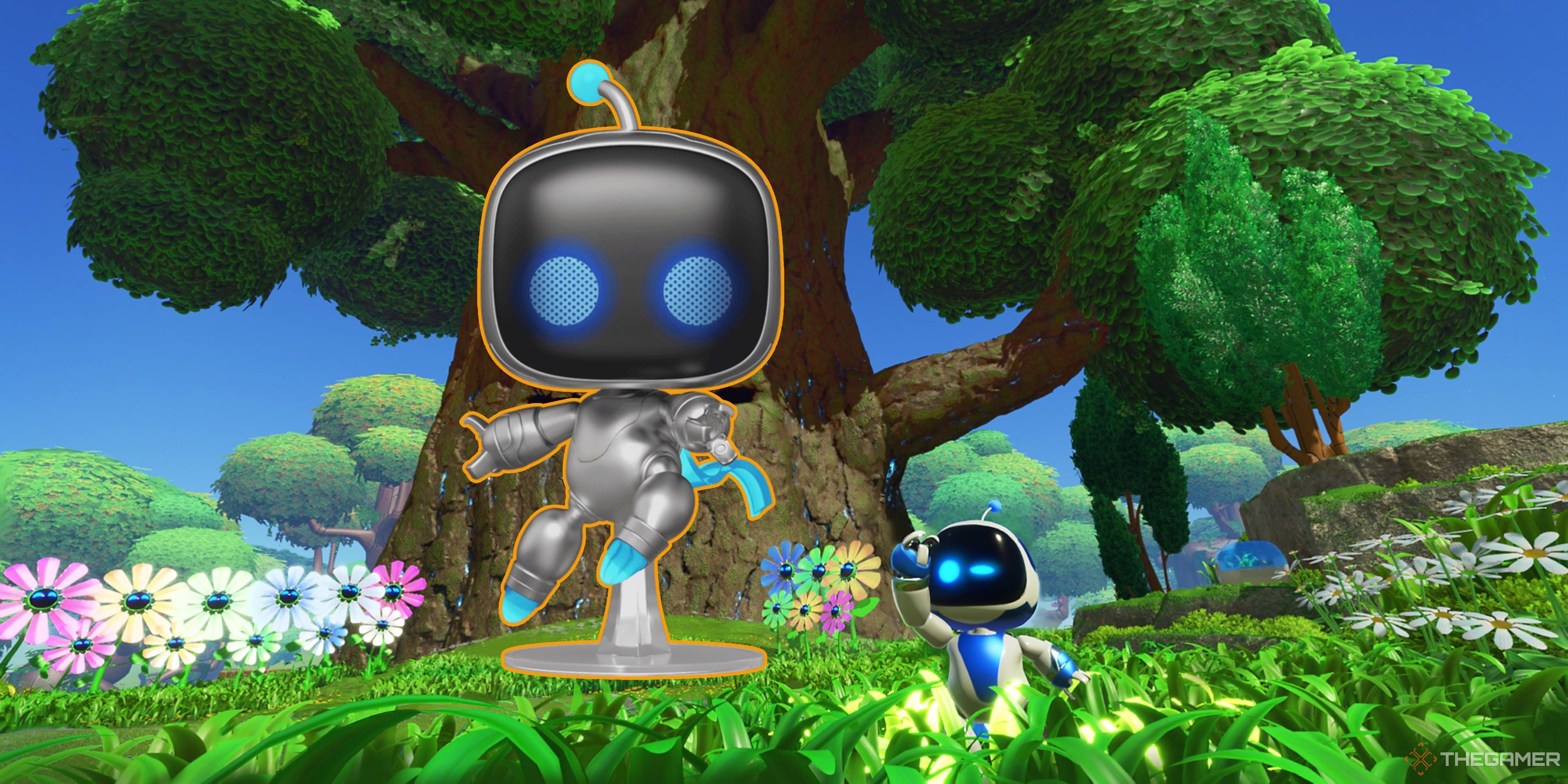 astro bot searching for the astro bot funko pop that's right next to him.