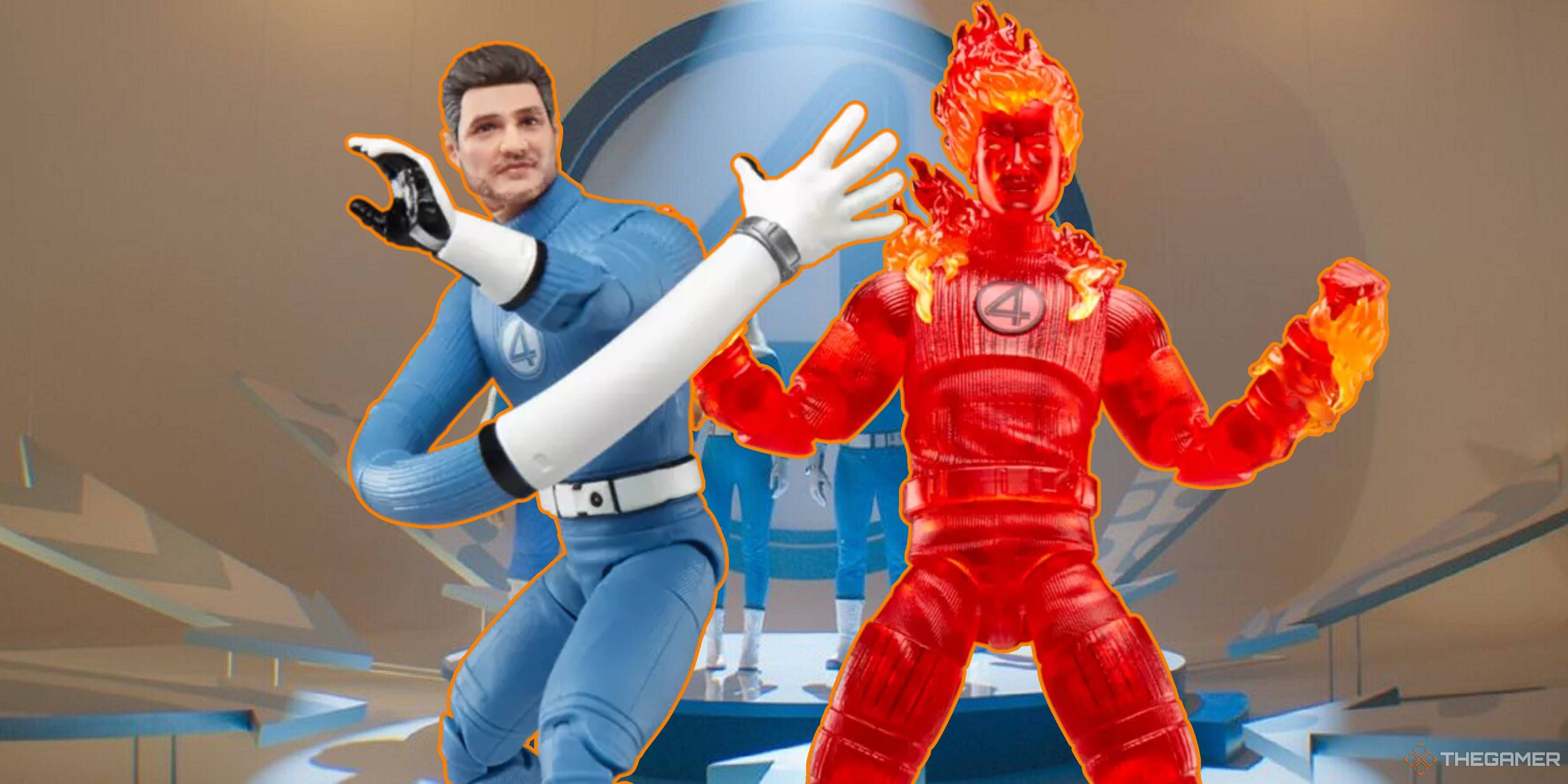 mister fantastic and human torch marvel legends action figures.