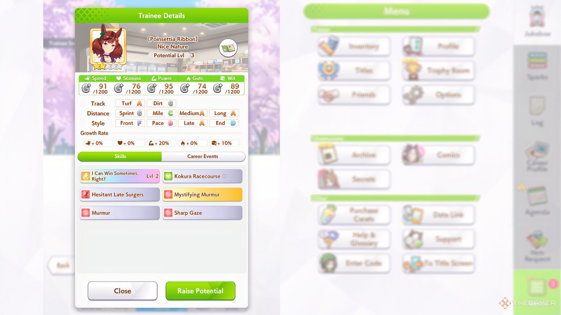 Nice Nature overview is shown in Umamusume Pretty Derby.