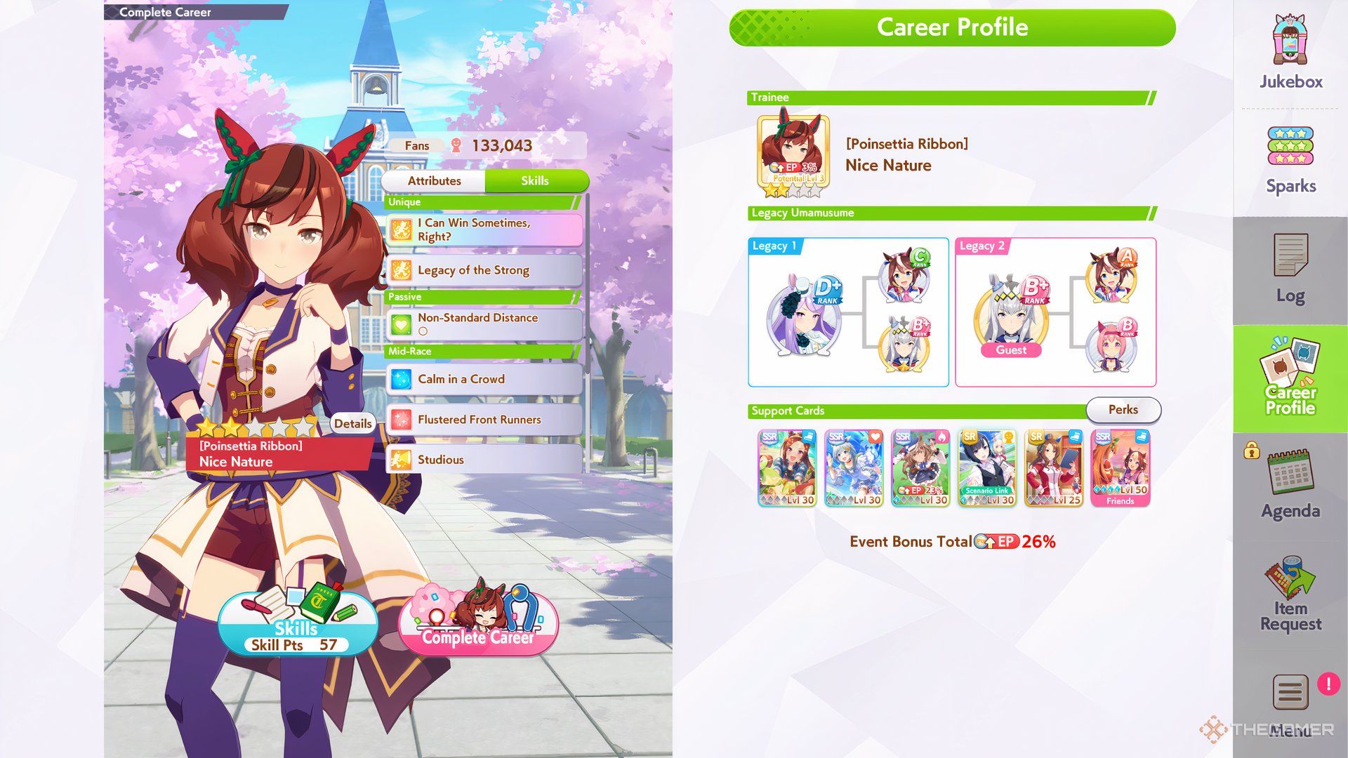 Nice Nature skills are shown in Umamusume Pretty Derby.