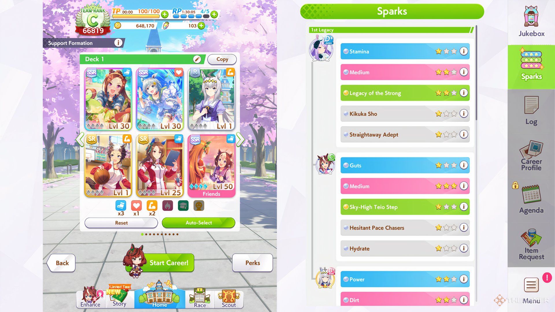Nice Nature support cards are shown in Umamusume Pretty Derby.