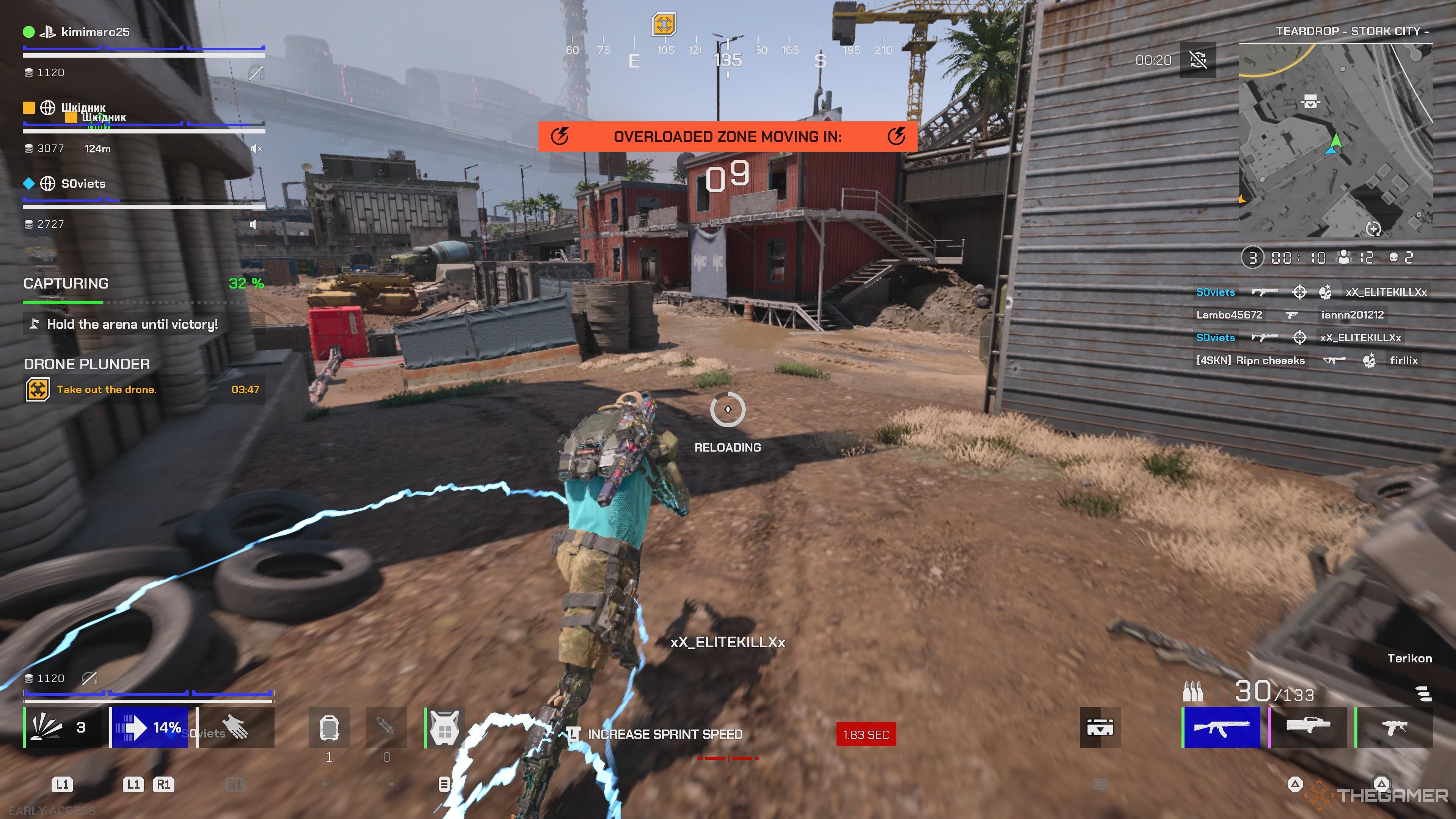 The player running with special legs in Off The Grid.