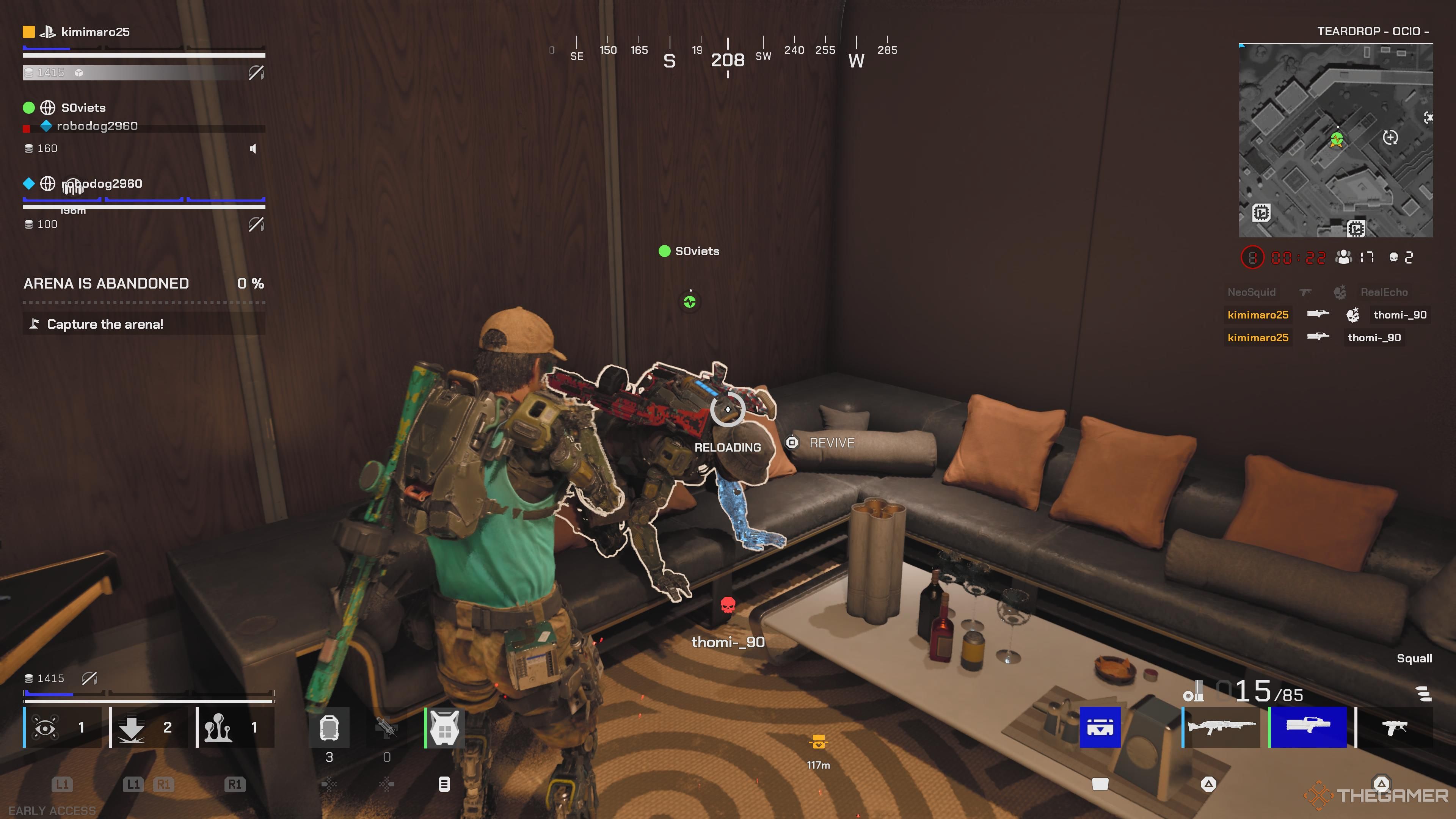 The player reviving a fallen soldier in Off The Grid.