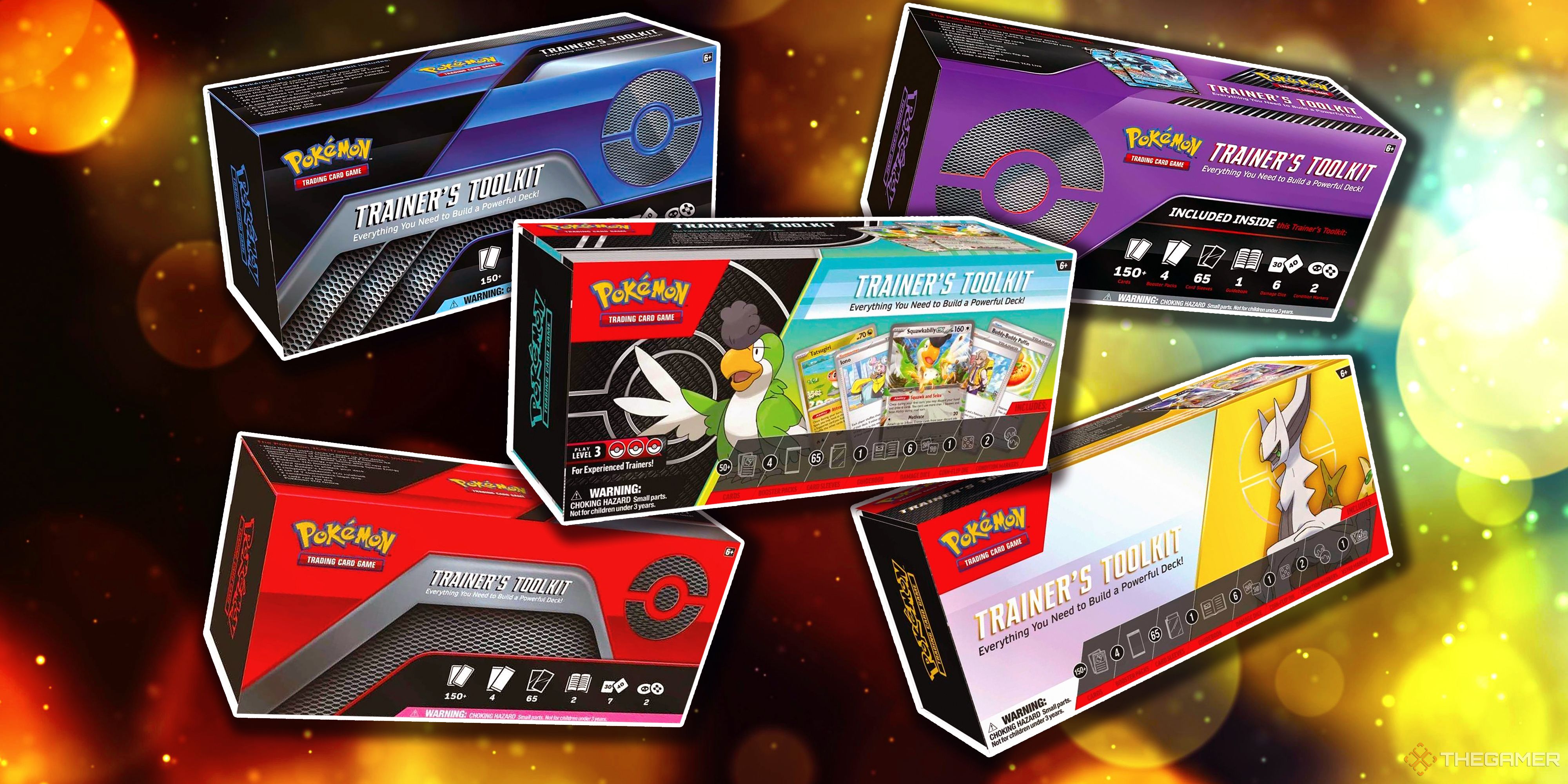 A collage of all Trainer's Toolkits from the Pokemon TCG.