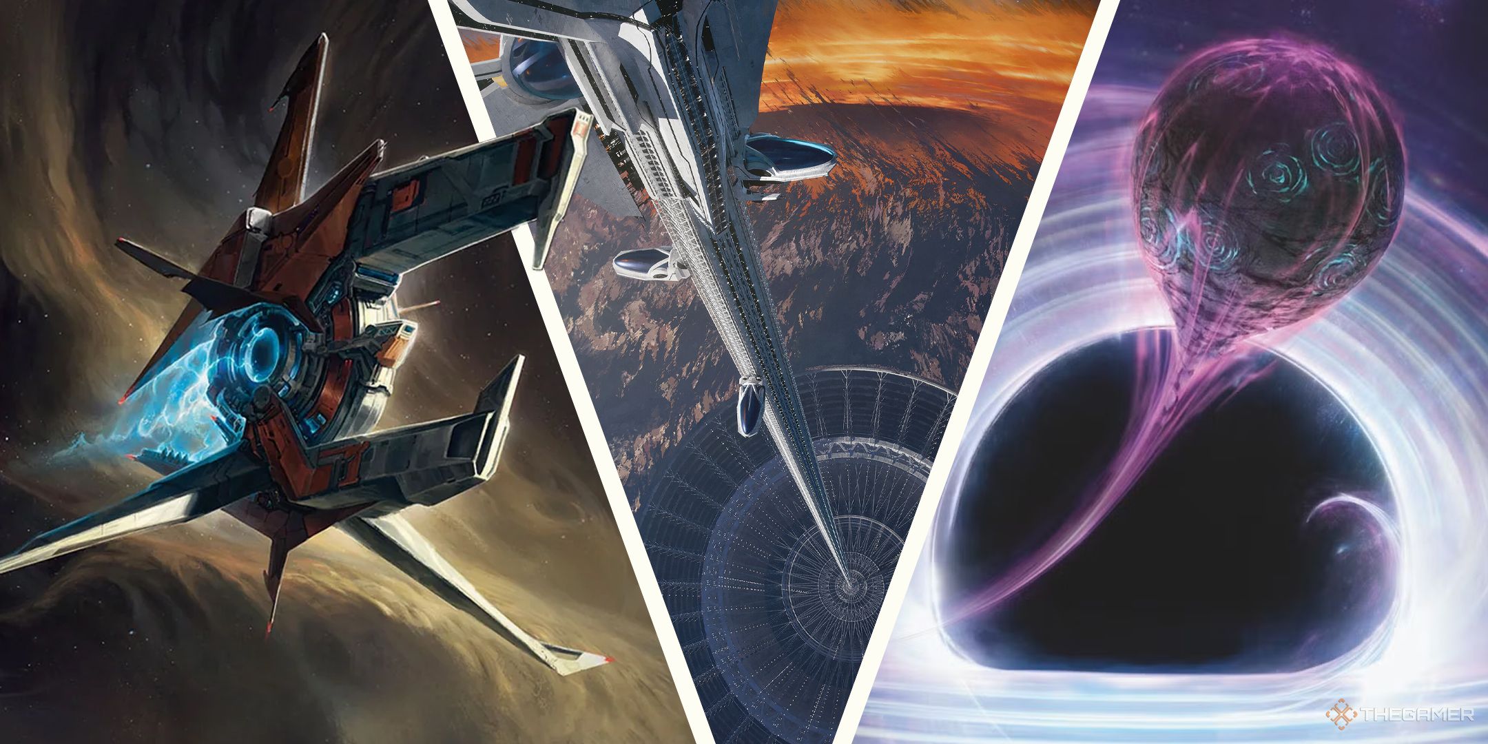 The Seriema, Eternity Elevator, and Sur Secundi in Magic: The Gathering.