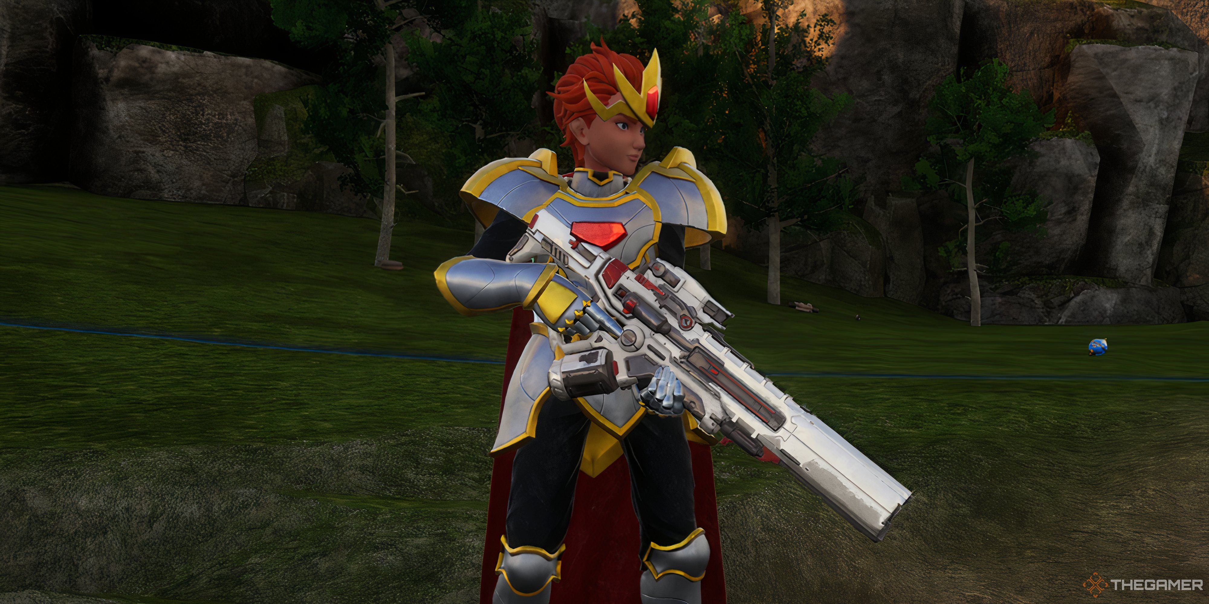 Player holding the Overheat Rifle - Palworld