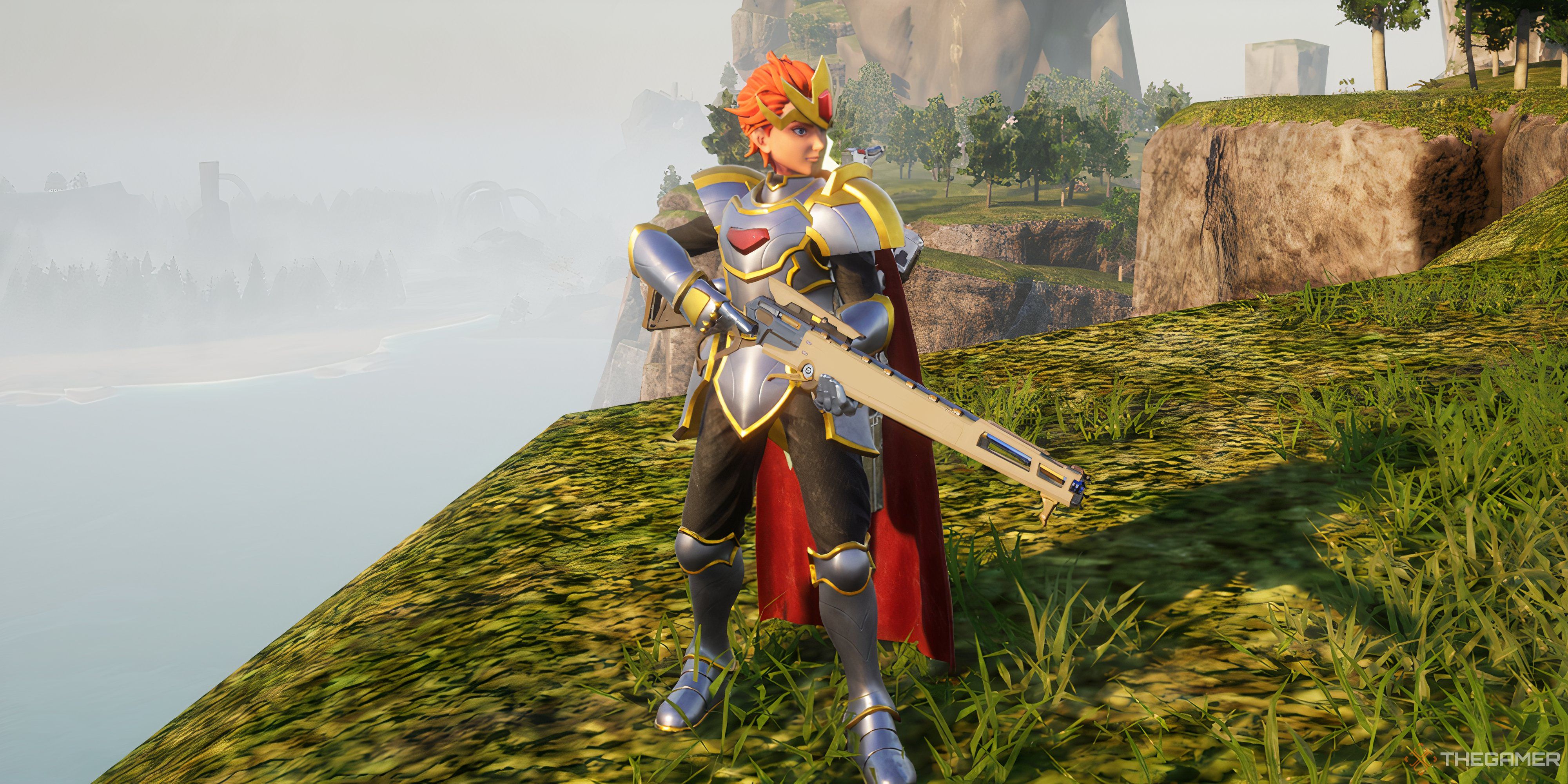 Player is holding the Charge Rifle - Palworld