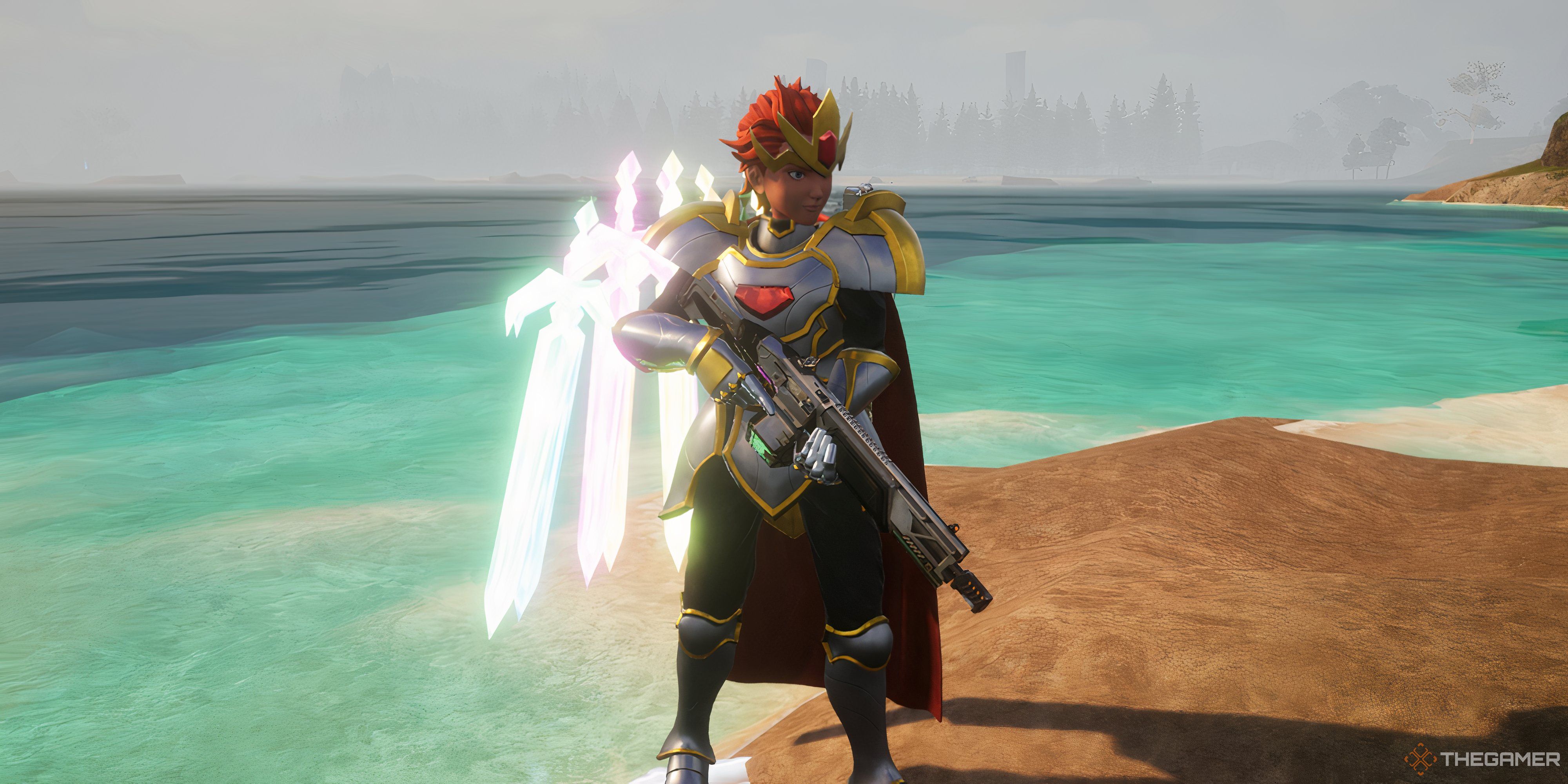 Player is holding the Energy Shotgun weapon - Palworld