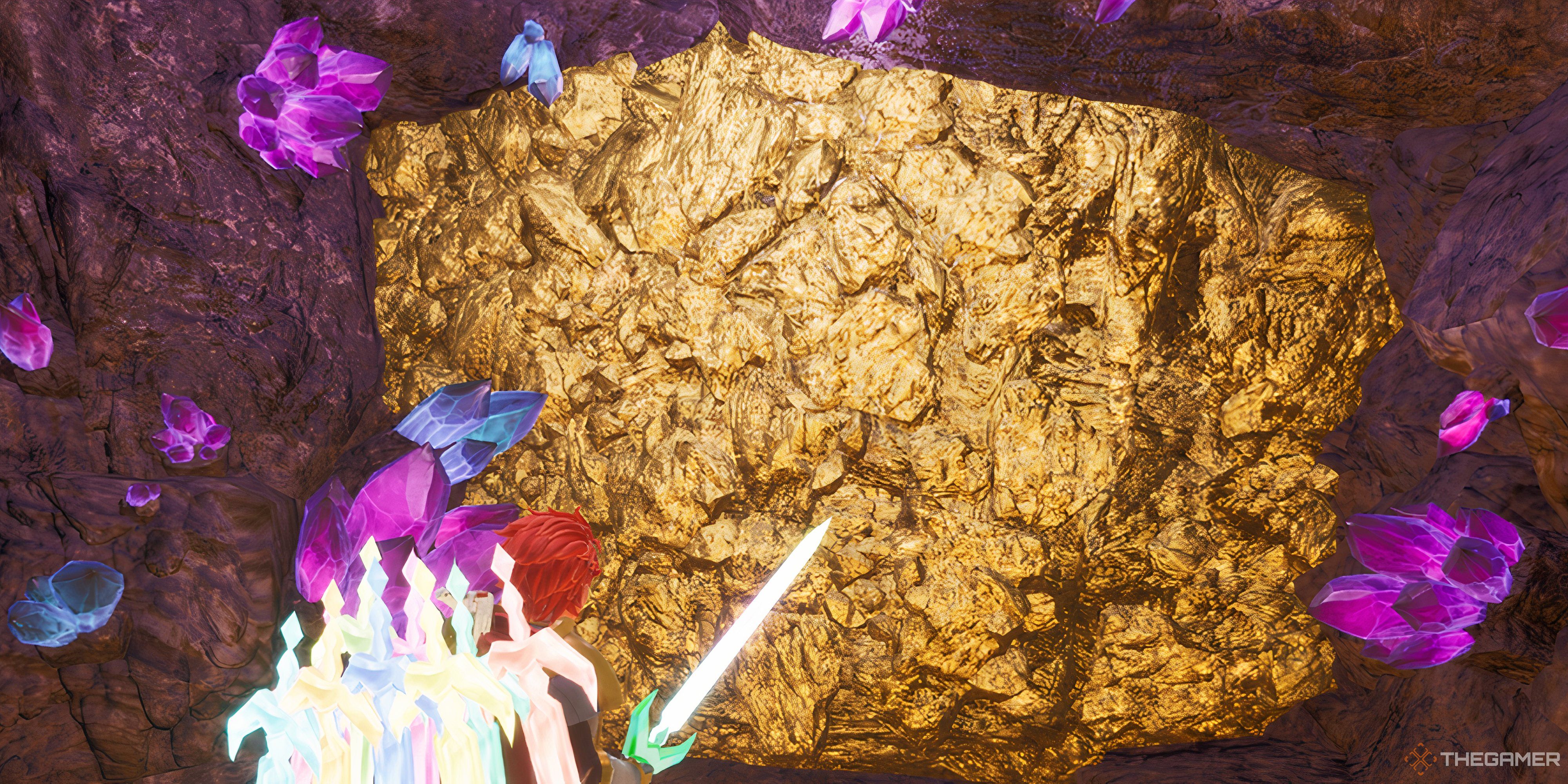 Player is looking at a golden wall - Palworld