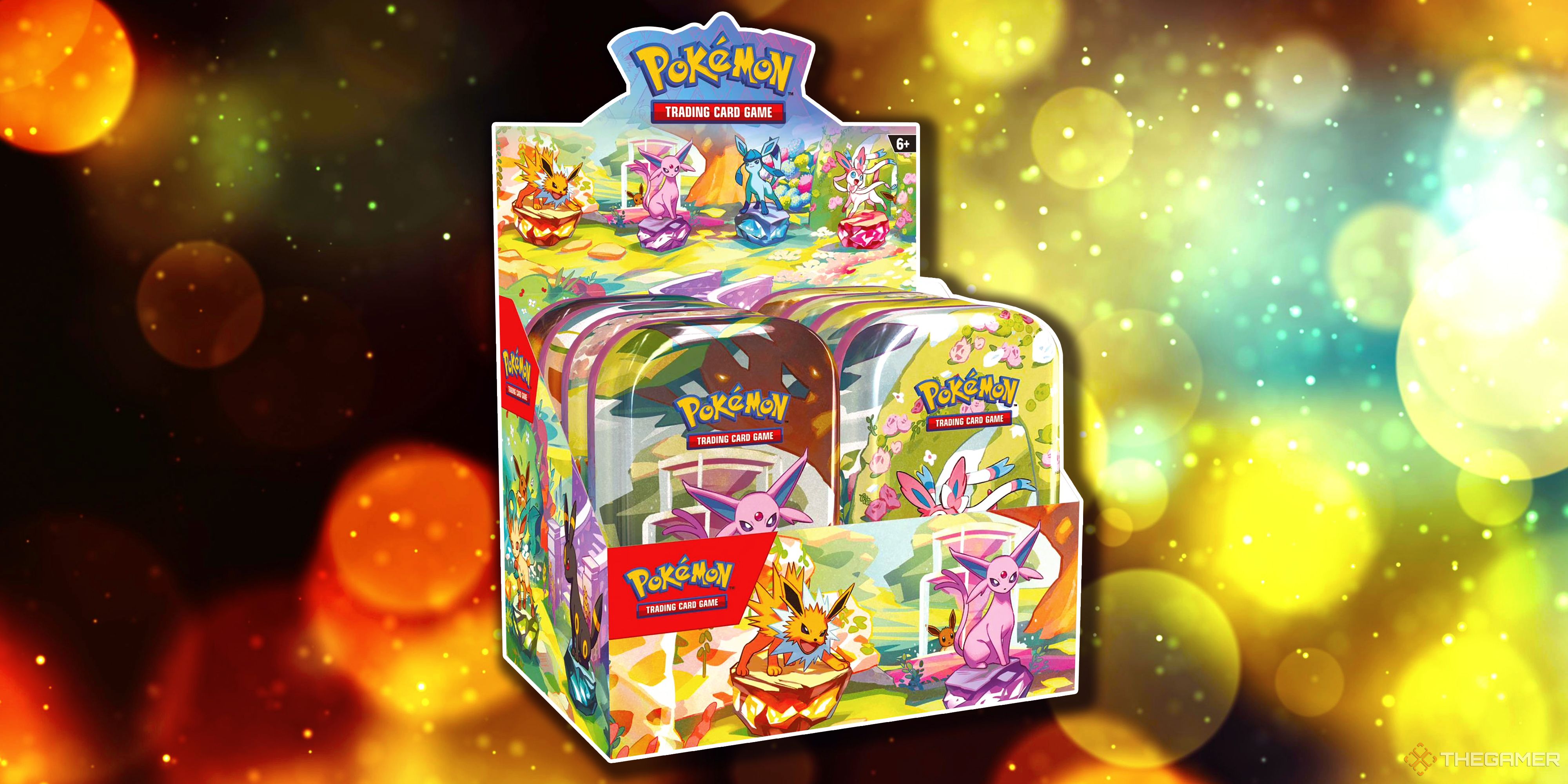 The Prismatic Evolutions Mini Tin Display from the Pokemon TCG.