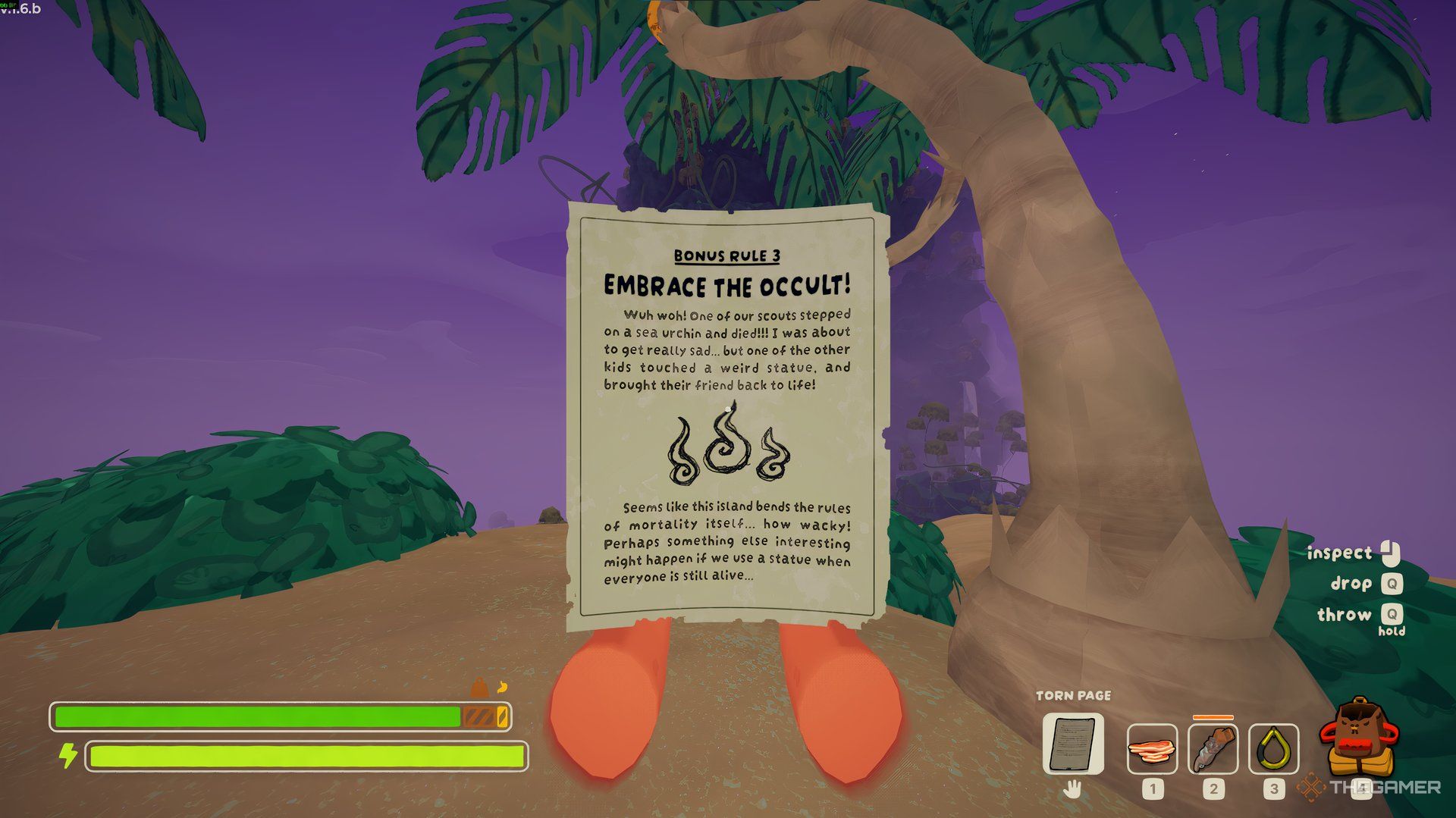 Player holding a journal entry in Peak.