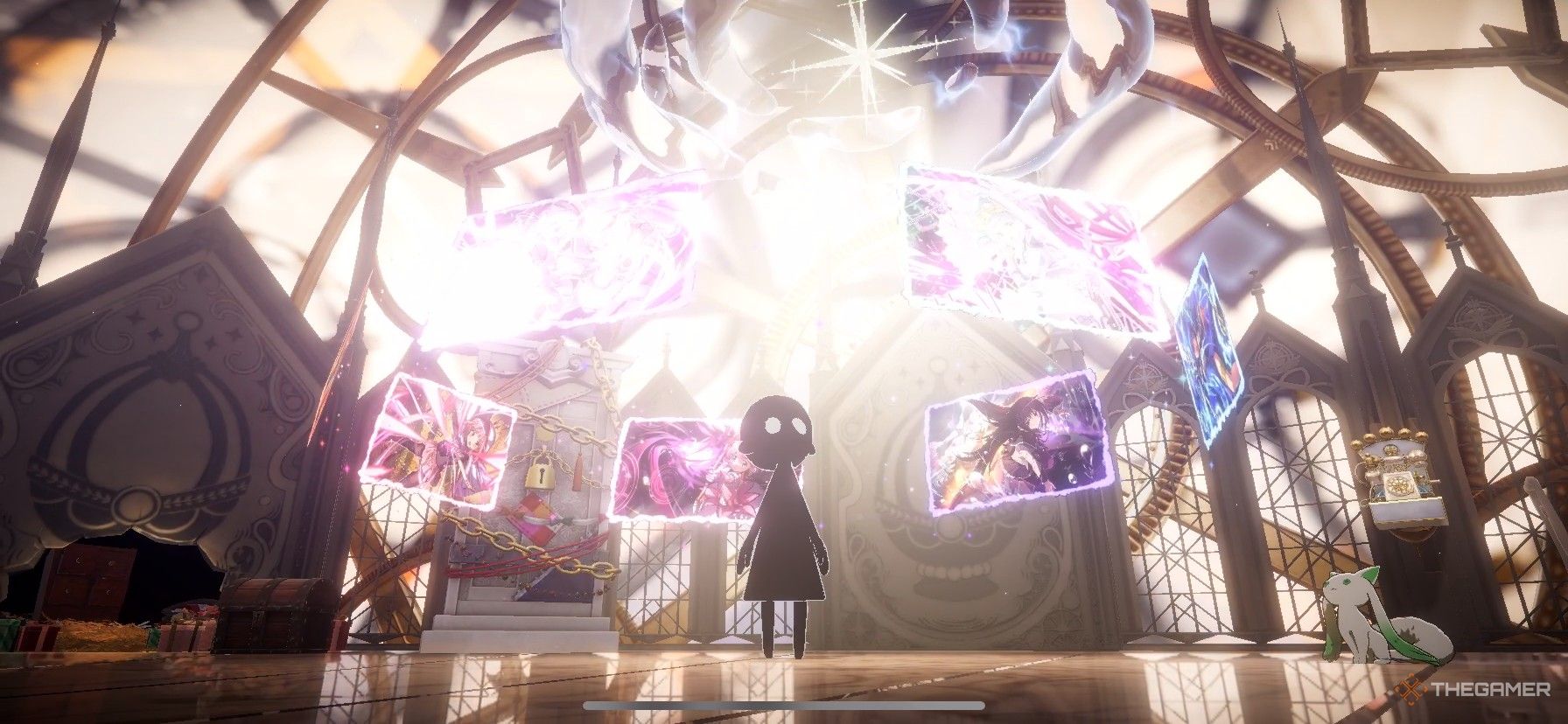 Puella Pictura swirling around the player character in Madoka Magica Magia Exedra.