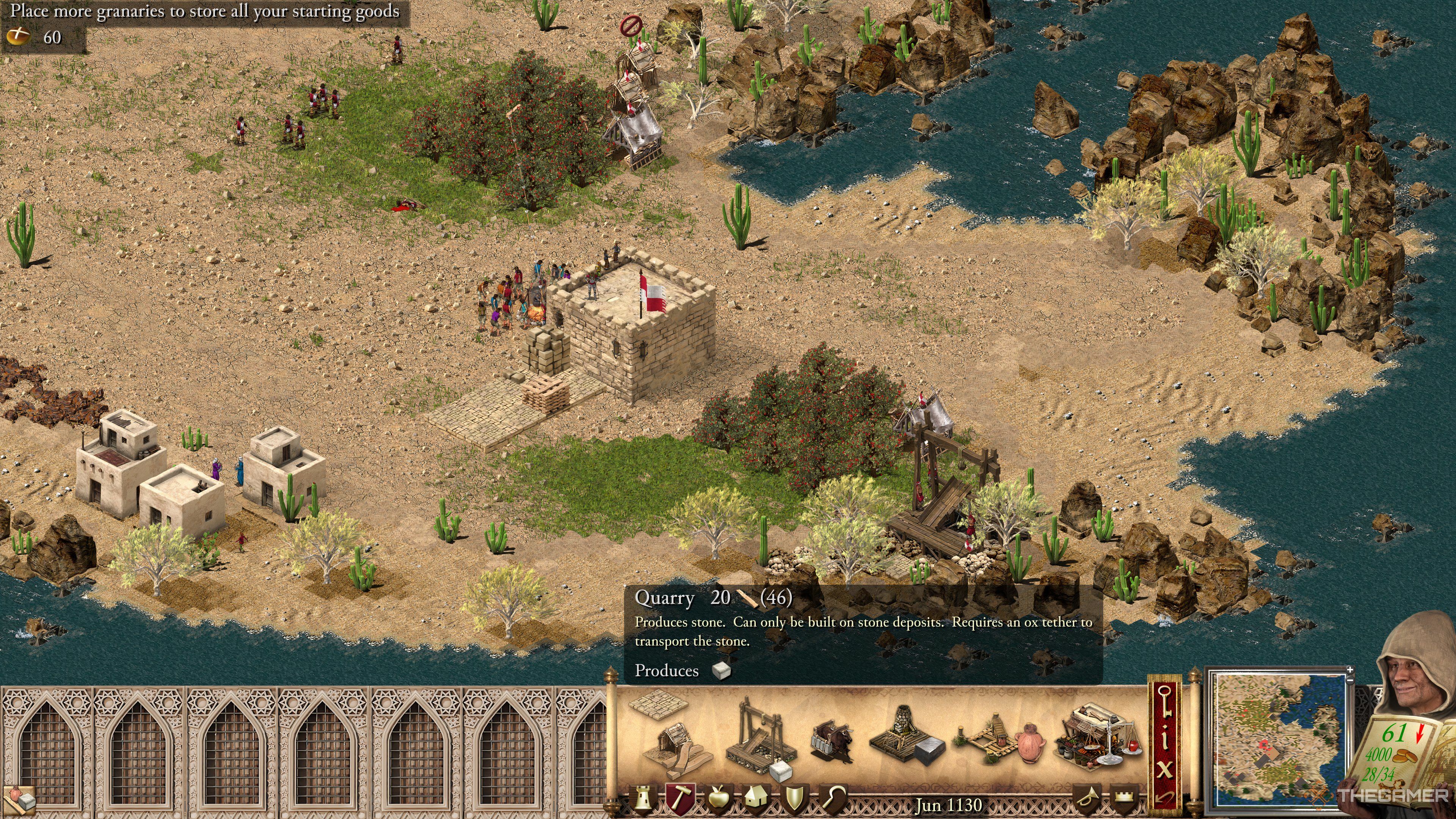 Quarry and its UI in Stronghold Crusader Definitive Edition.