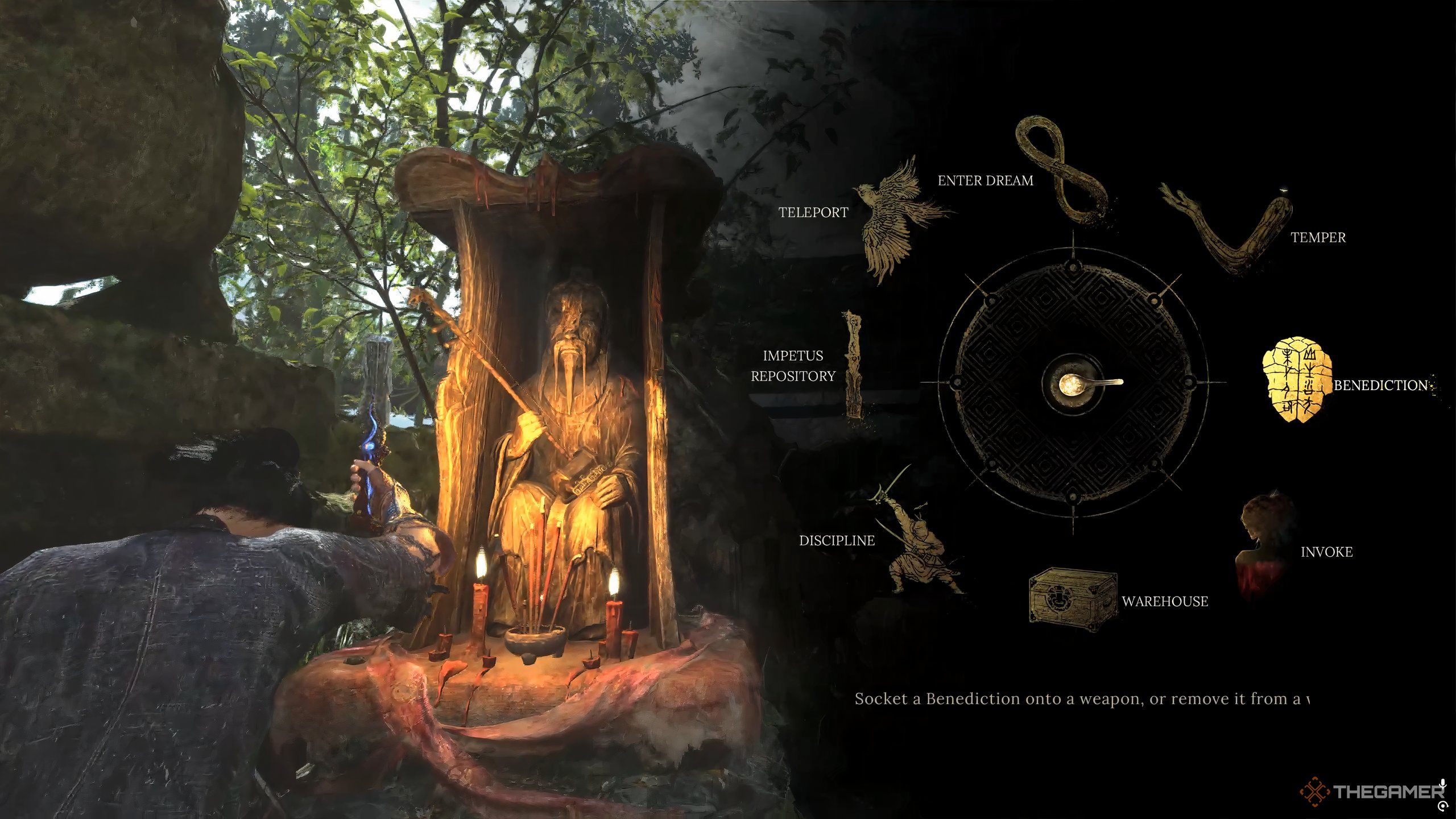 Wuchang visits a Shrine to heal in Wuchang: Fallen Feathers.