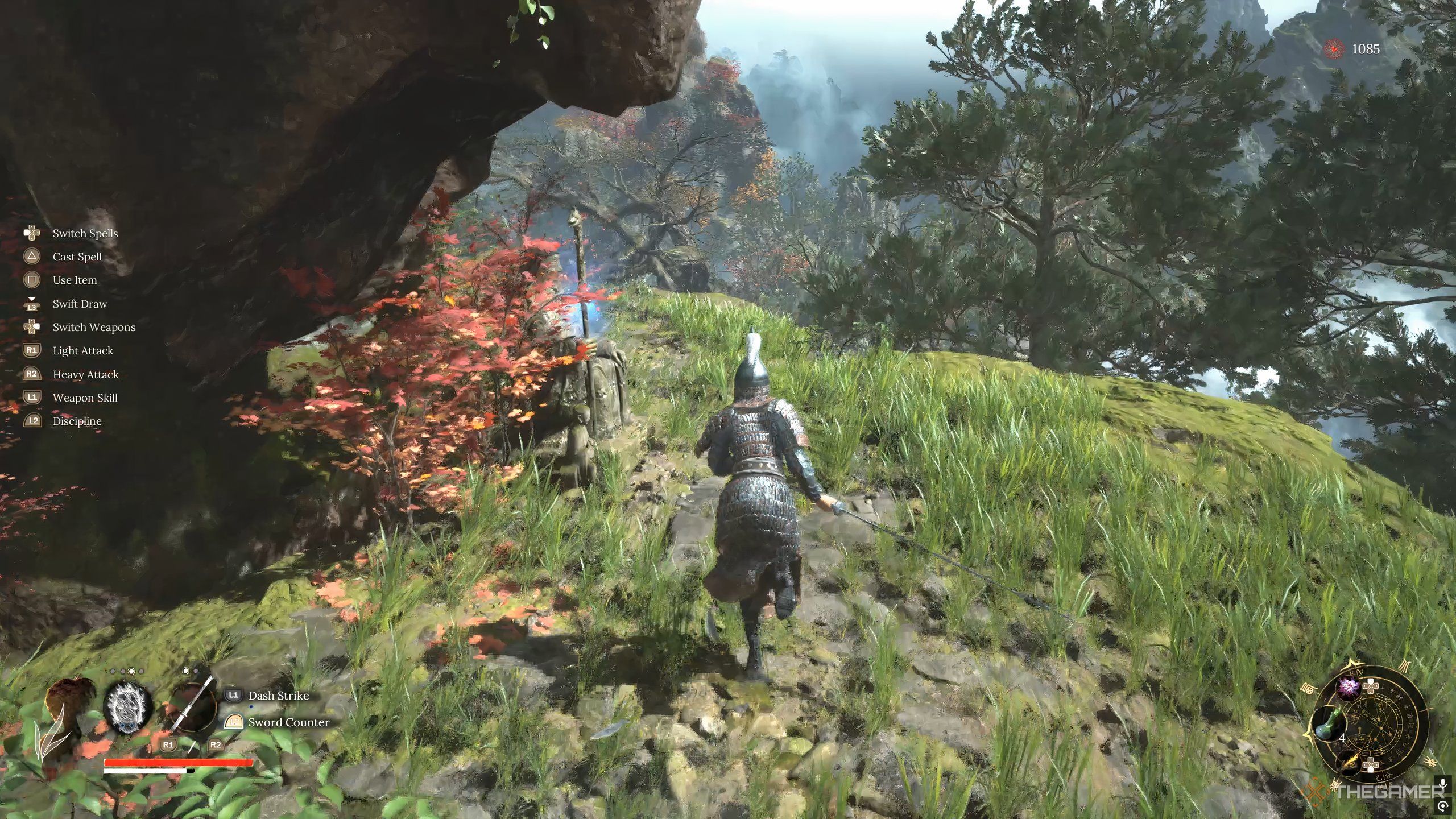 Wuchang approaches a glowing sword on a hilltop in Wuchang: Fallen Feathers.