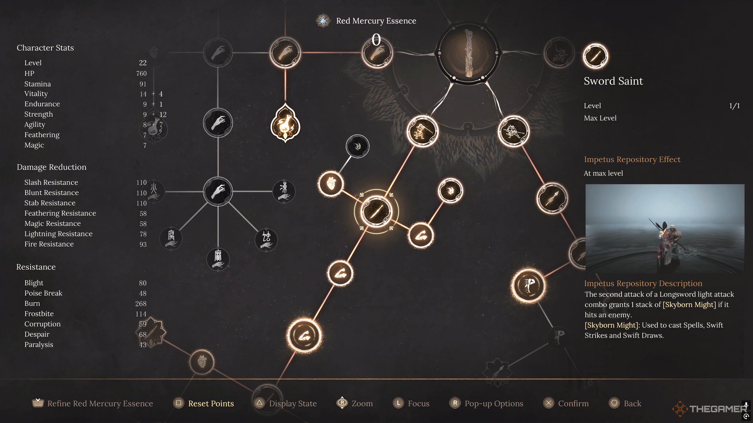 The longsword node of skills in the Impetus Repository in Wuchang: Fallen Feathers.