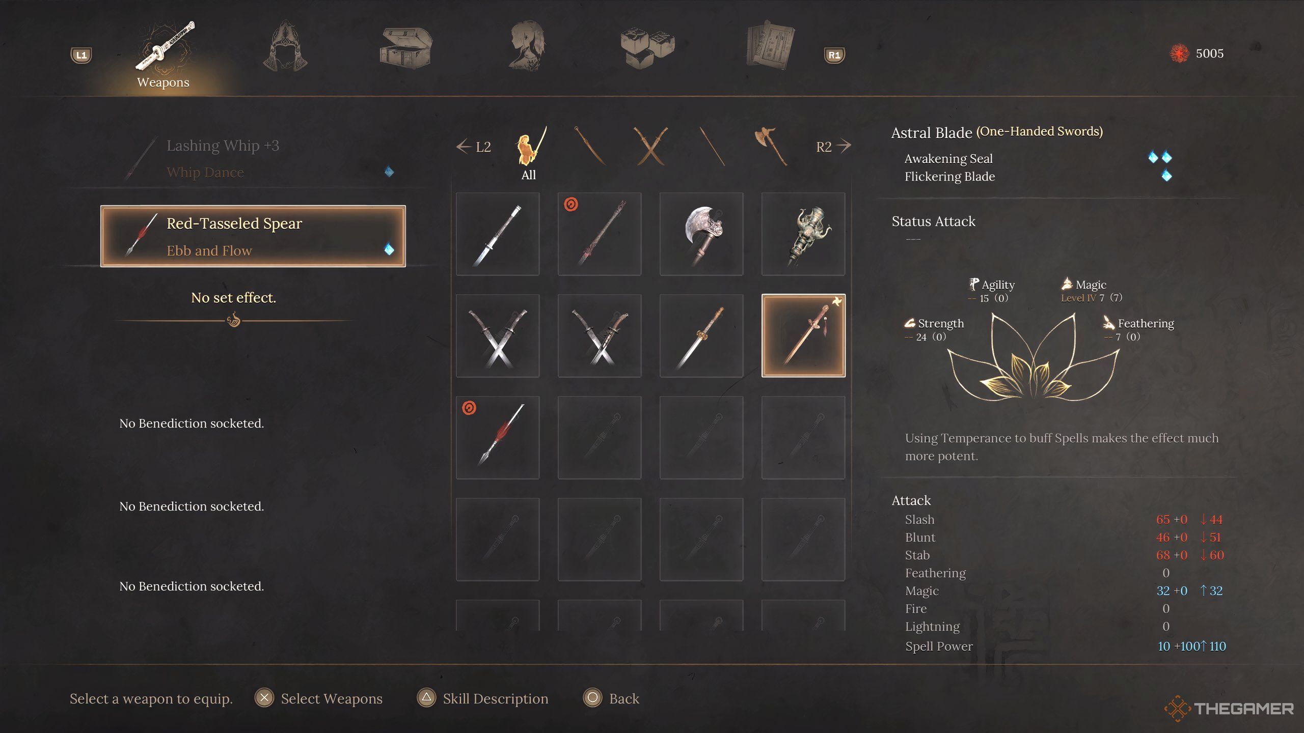 A one-handed sword in the menu UI of Wuchang: Fallen Feathers.