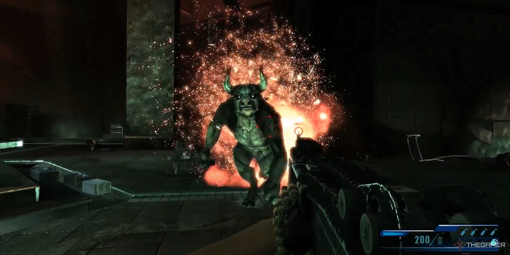 Shooting a minotaur in Legendary.