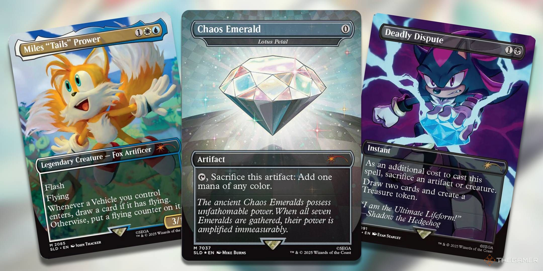 Sonic MTG Header of Tails, Chaos Emerald and Deadly Dispute.