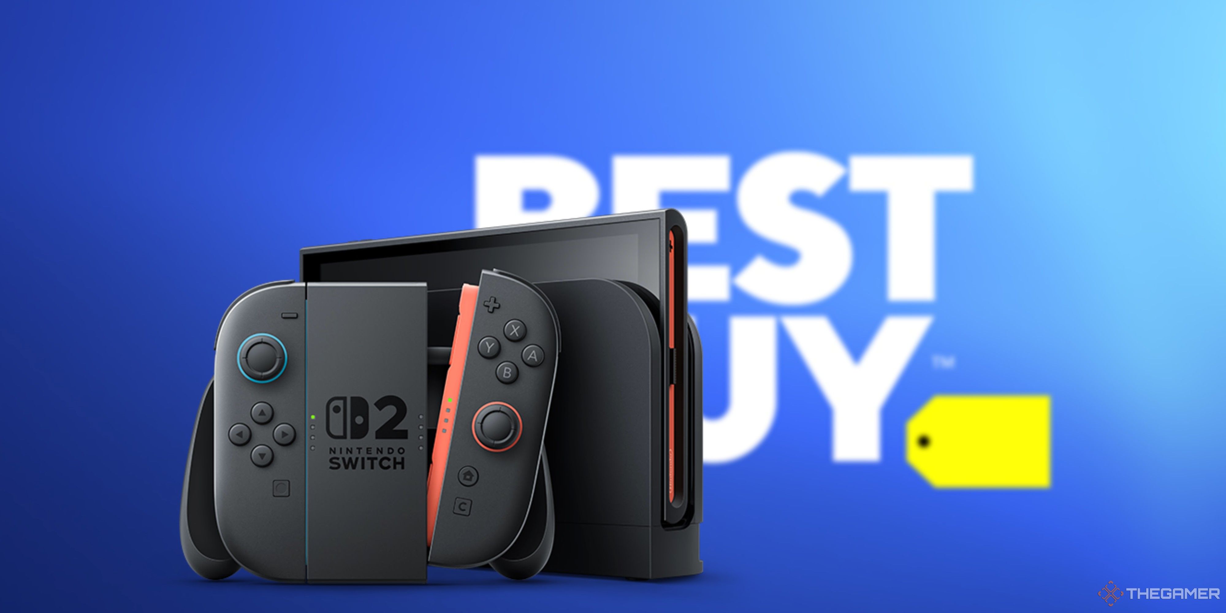 switch 2 in front of the best buy logo.