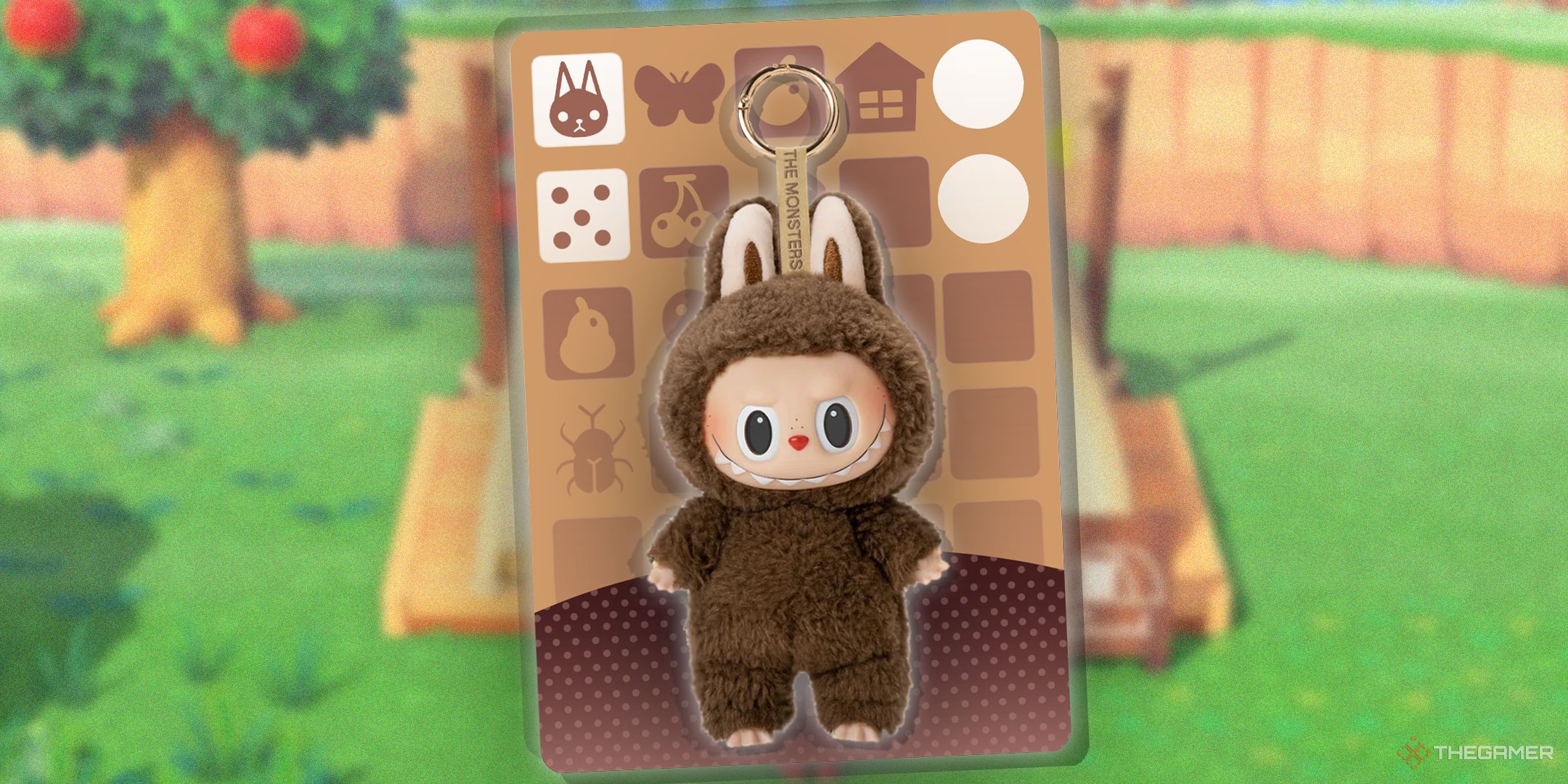 TG ACNH amiibo card with a labubu.