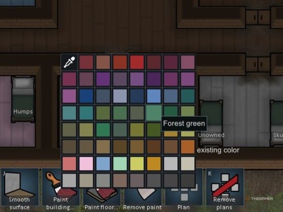 The dye colour palette in Rimworld.