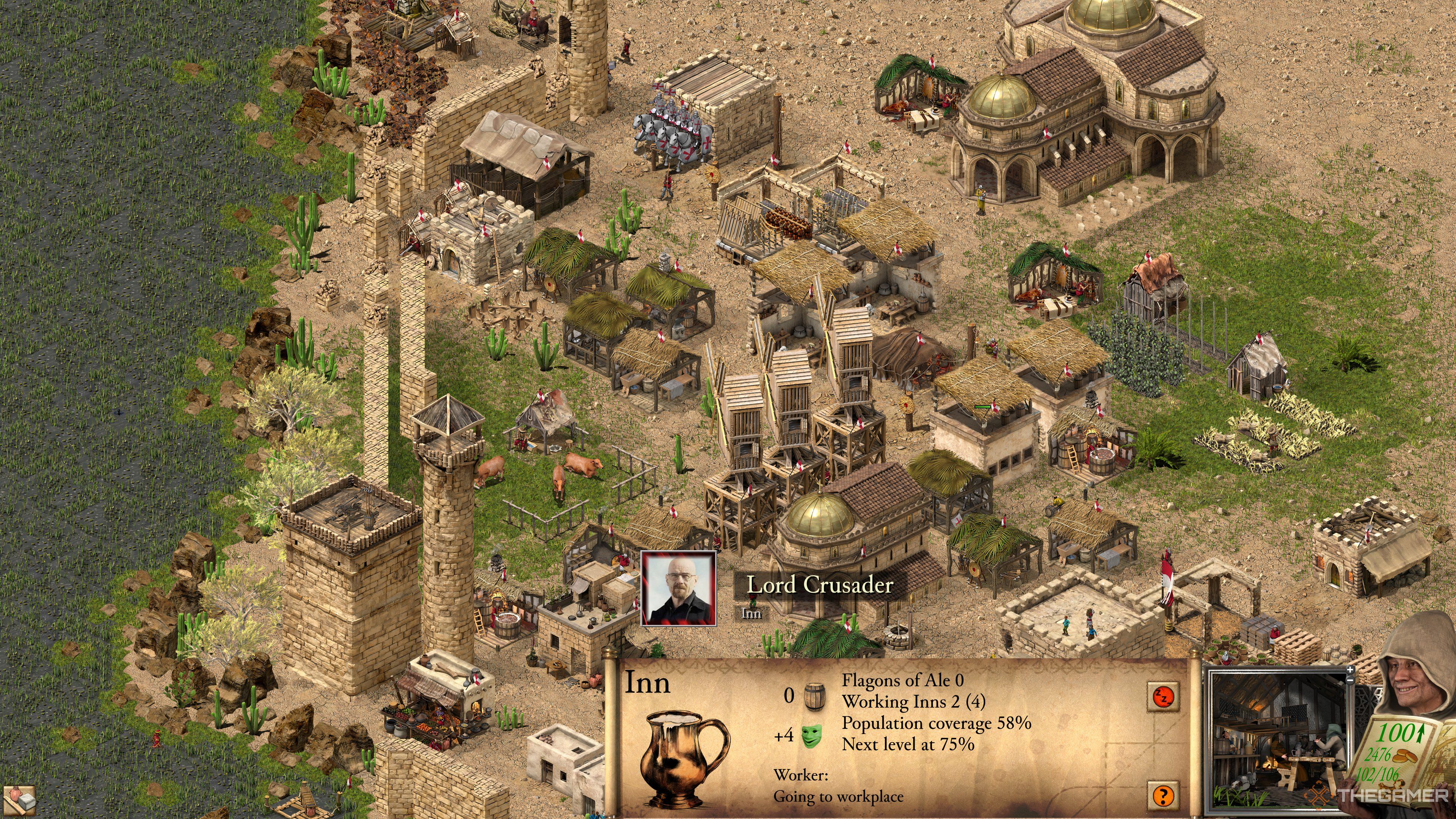 The Inn details after hovering over the building in Stronghold Crusader Definitive Edition.