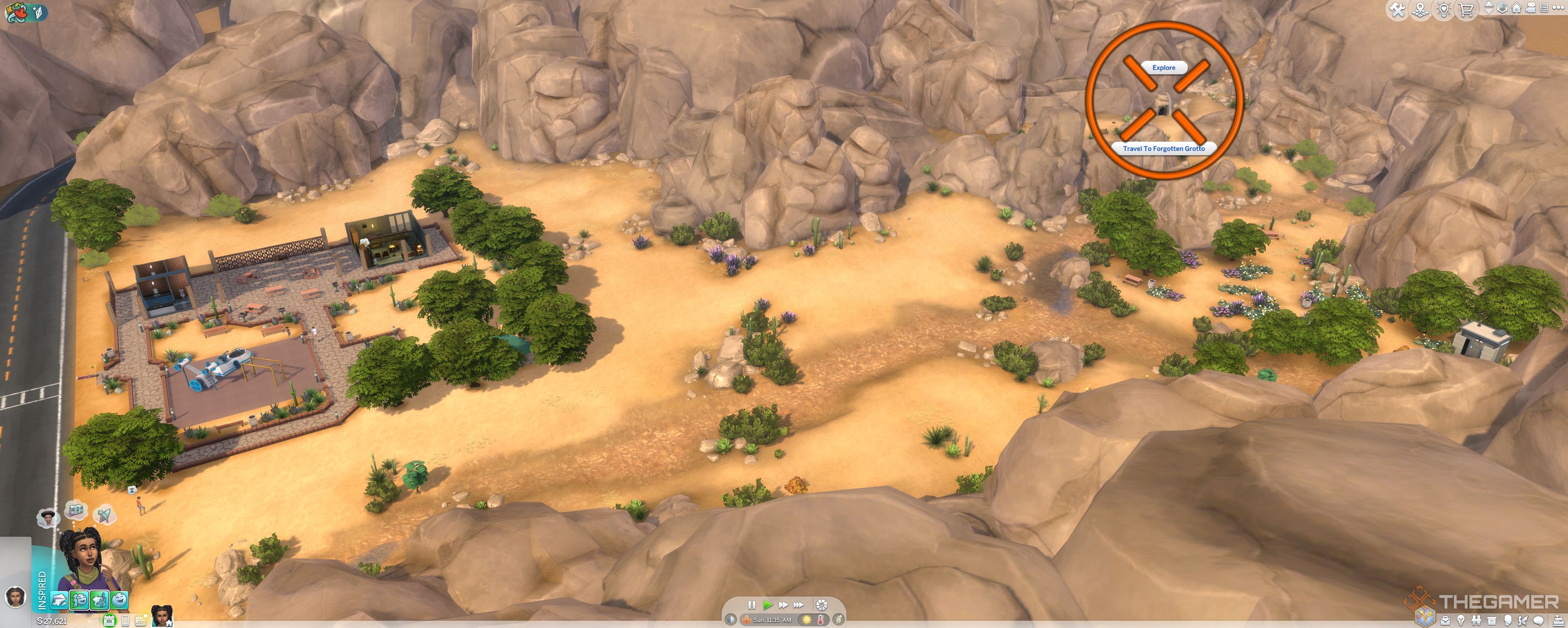 The marked location of the cave in Desert Bloom Park.