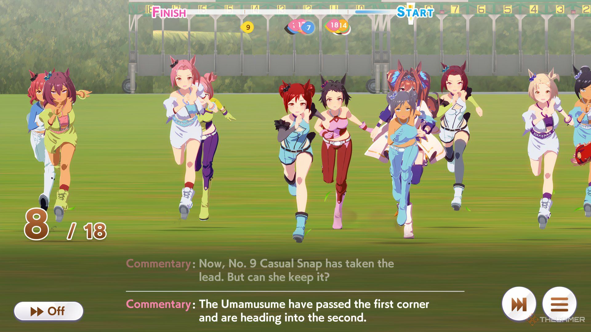The racers are running towards the goal in Umamusume Pretty Derby.