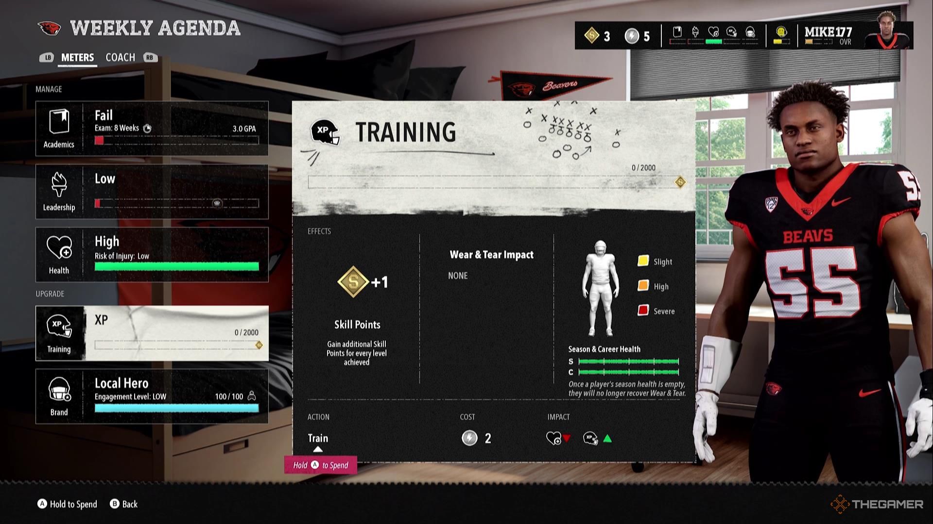 The Training Weekly Agenda in College Football 26.
