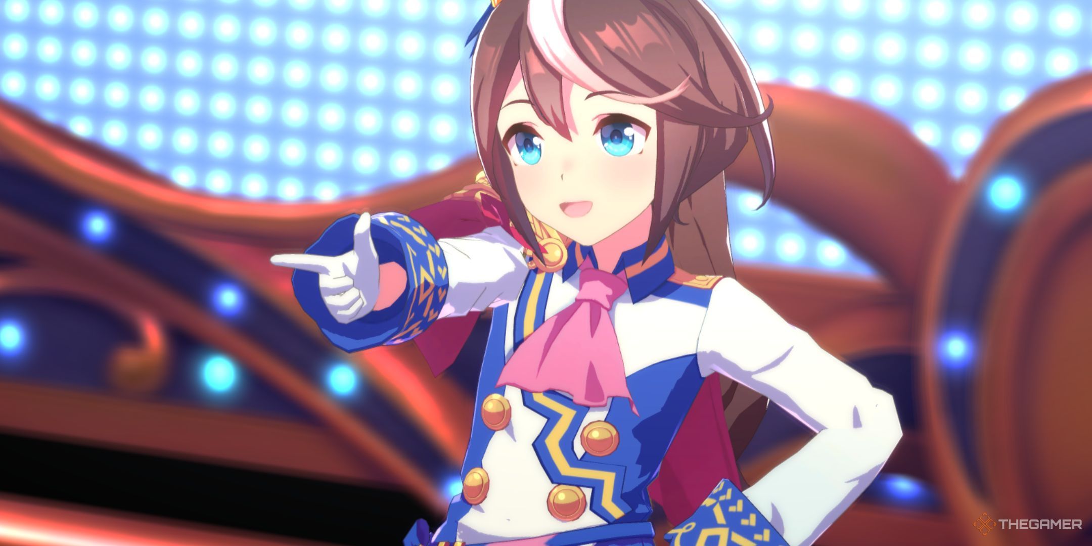 Tokai Teio is shown in Umamusume Pretty Derby.