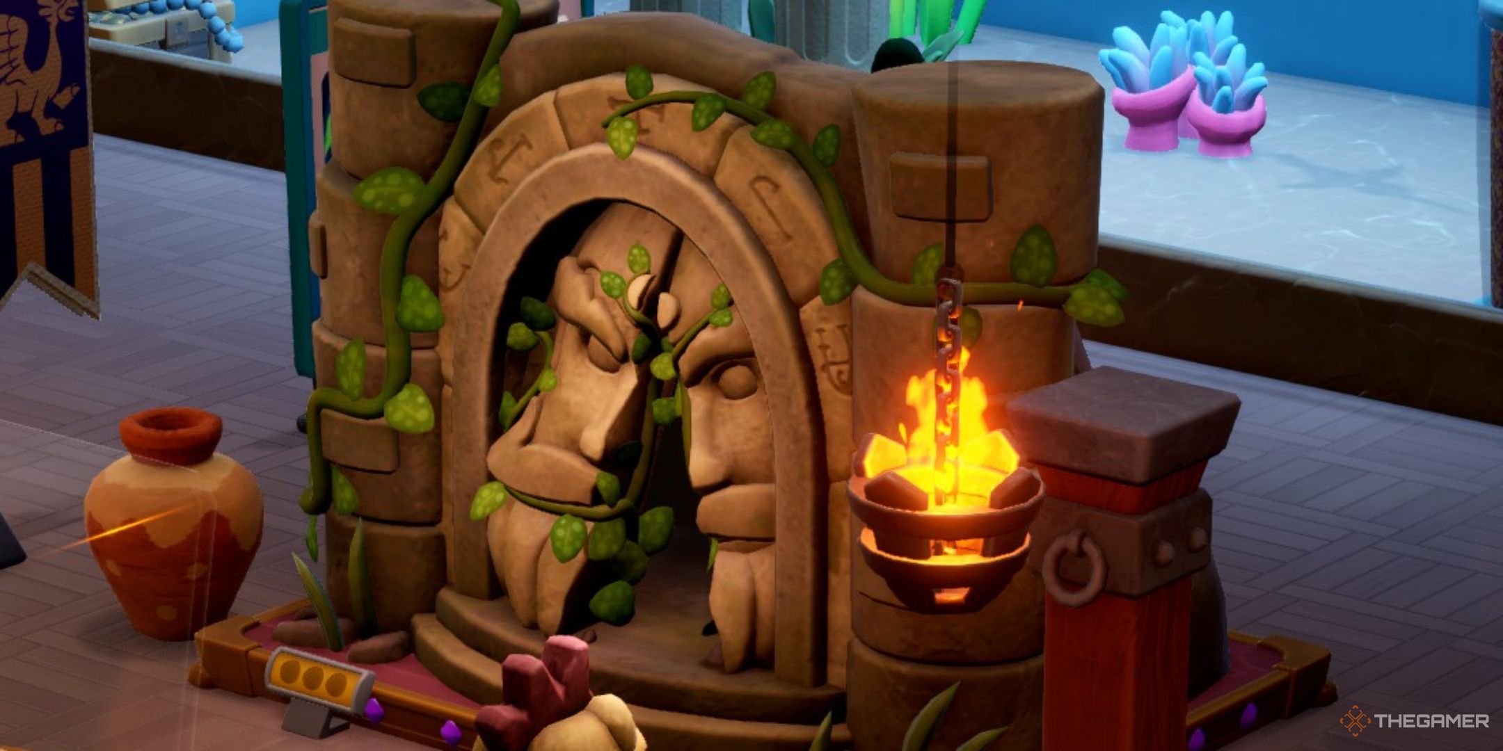 the devilish door exhibit on display in two point museum's fantasy finds dlc.