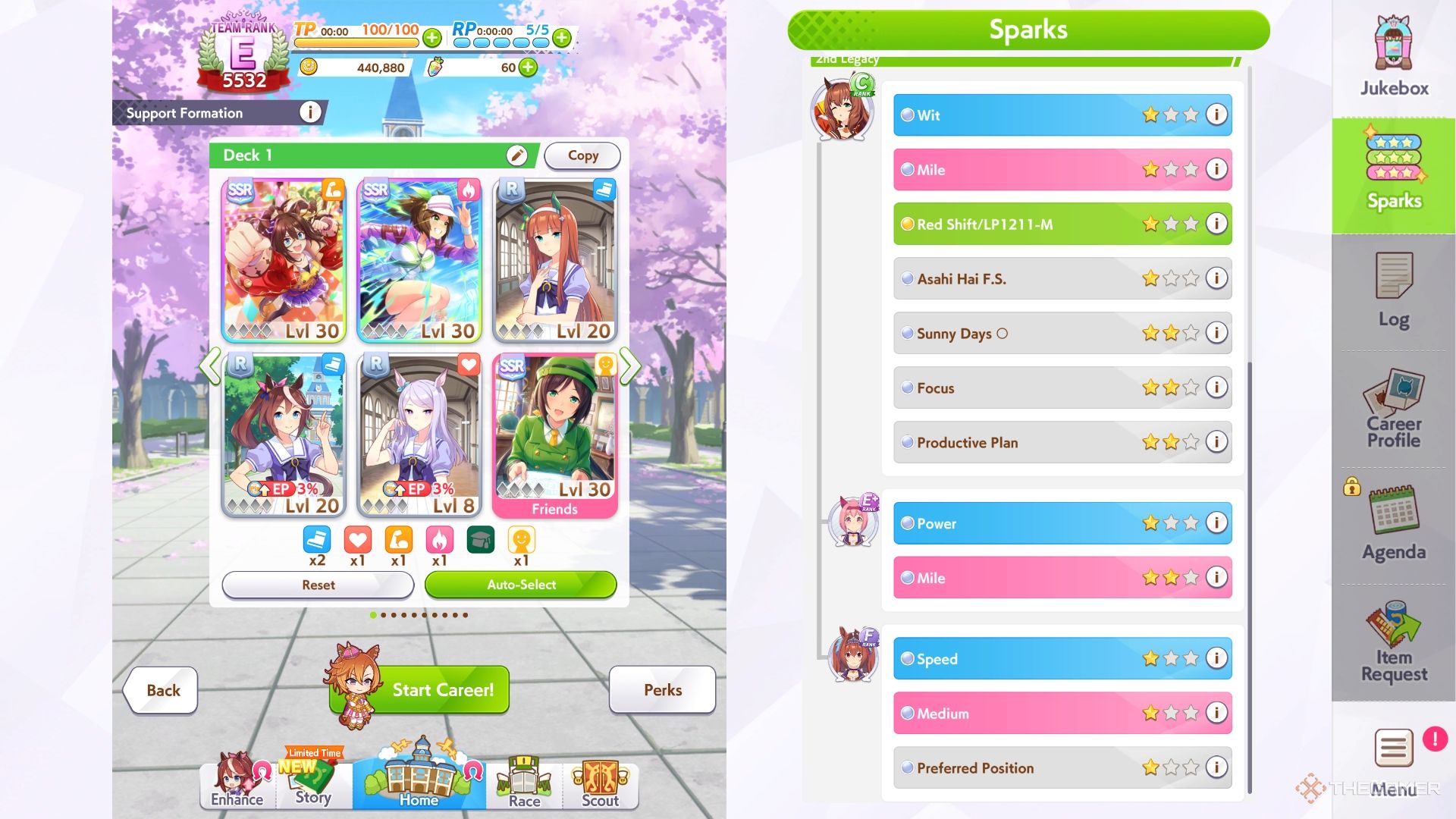 Umamusame Pretty Derby Selecting support cards for  TM Opera O.