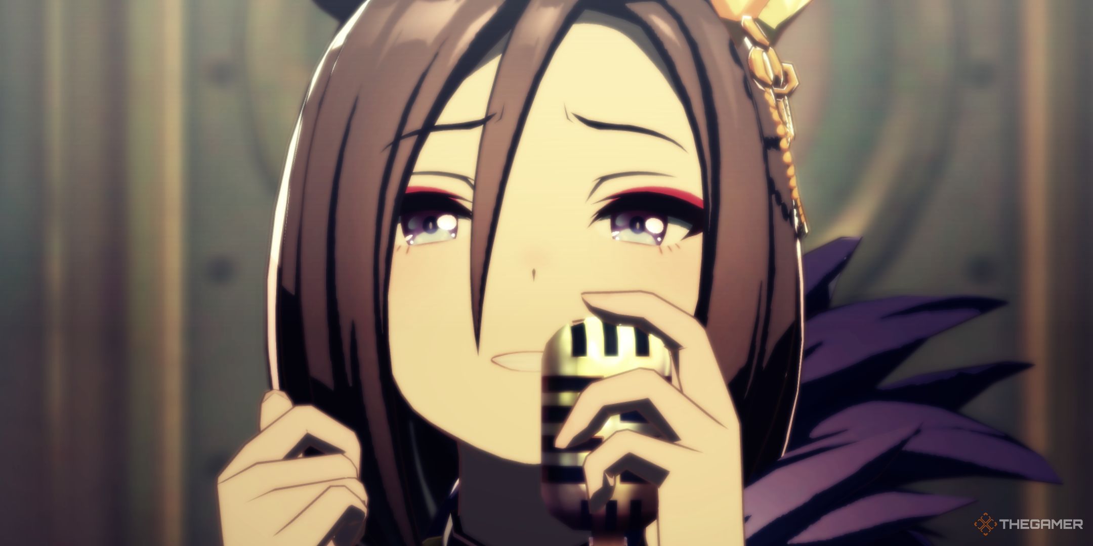 Umamusume Pretty Derby Air Groove closeup while singing.