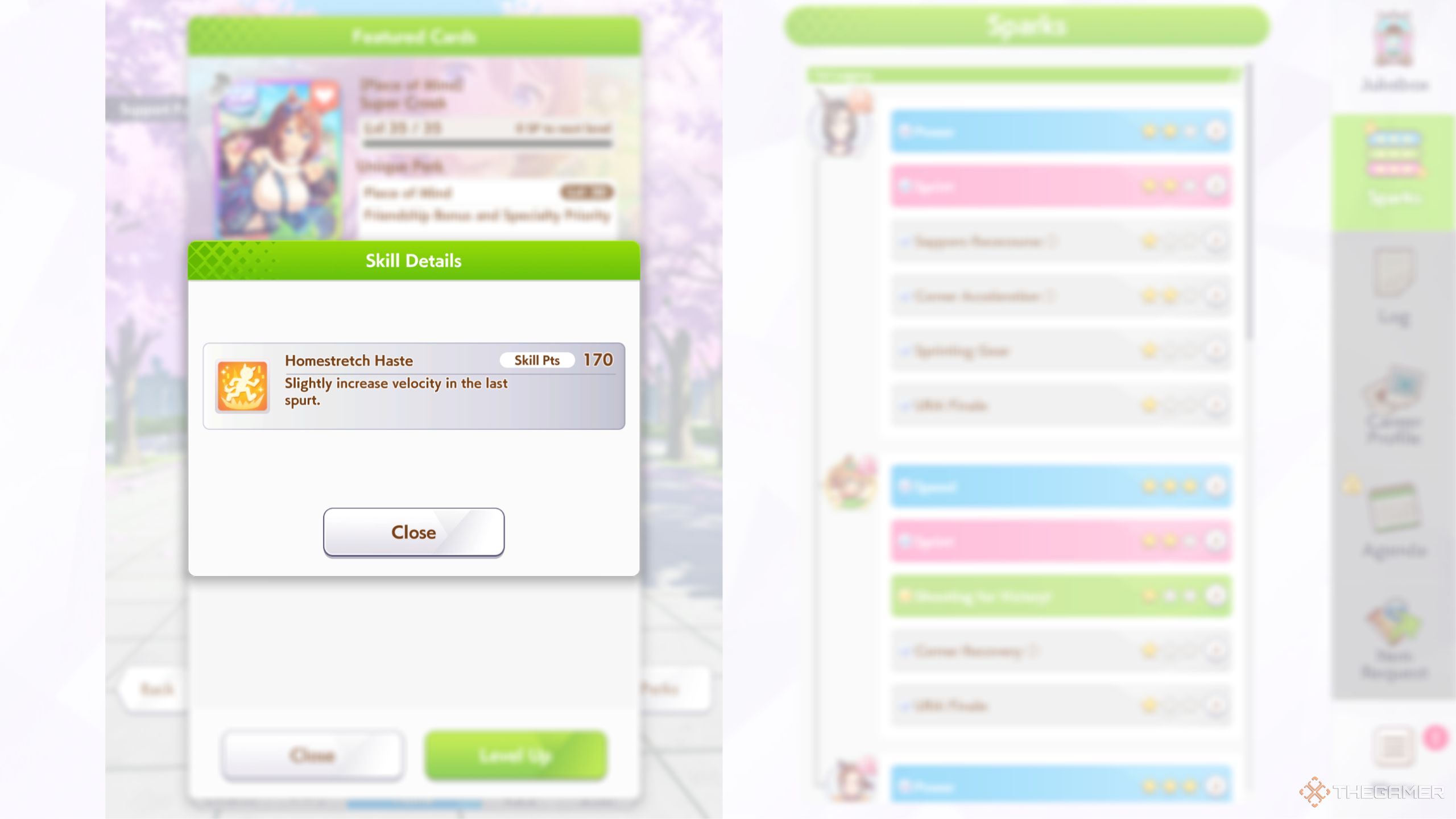 Umamusume Pretty Derby Homestretch Haste skill in the Super Creek support card.