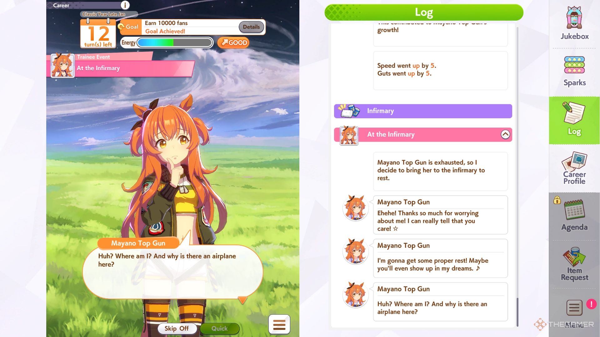 Umamusume Pretty Derby Mayano in the dream world talking about planes.