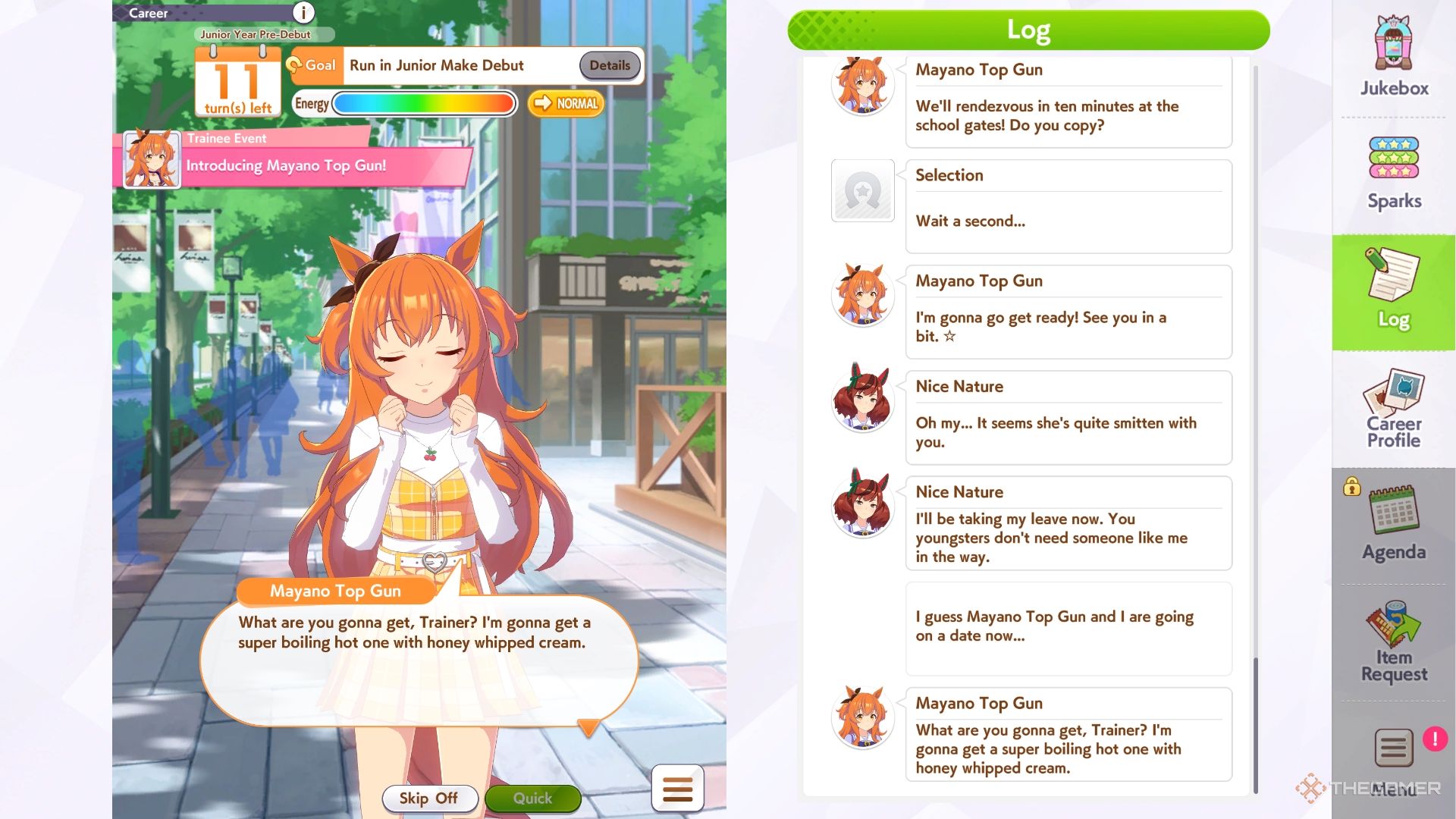 Umamusume Pretty Derby Mayano talking about coffee flavors.
