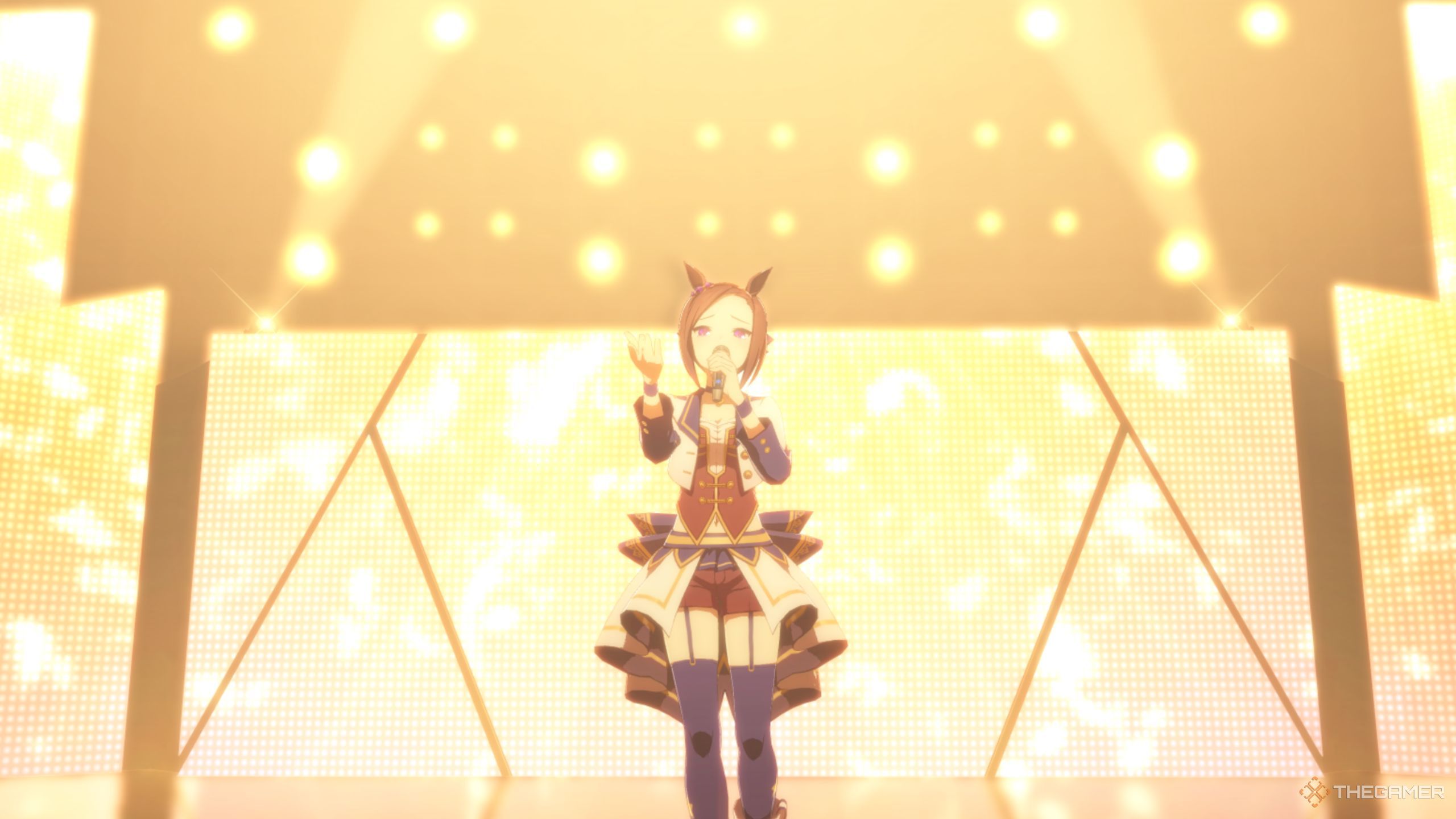 Umamusume Pretty Derby Sakura Bakushin O singing her solo concert.