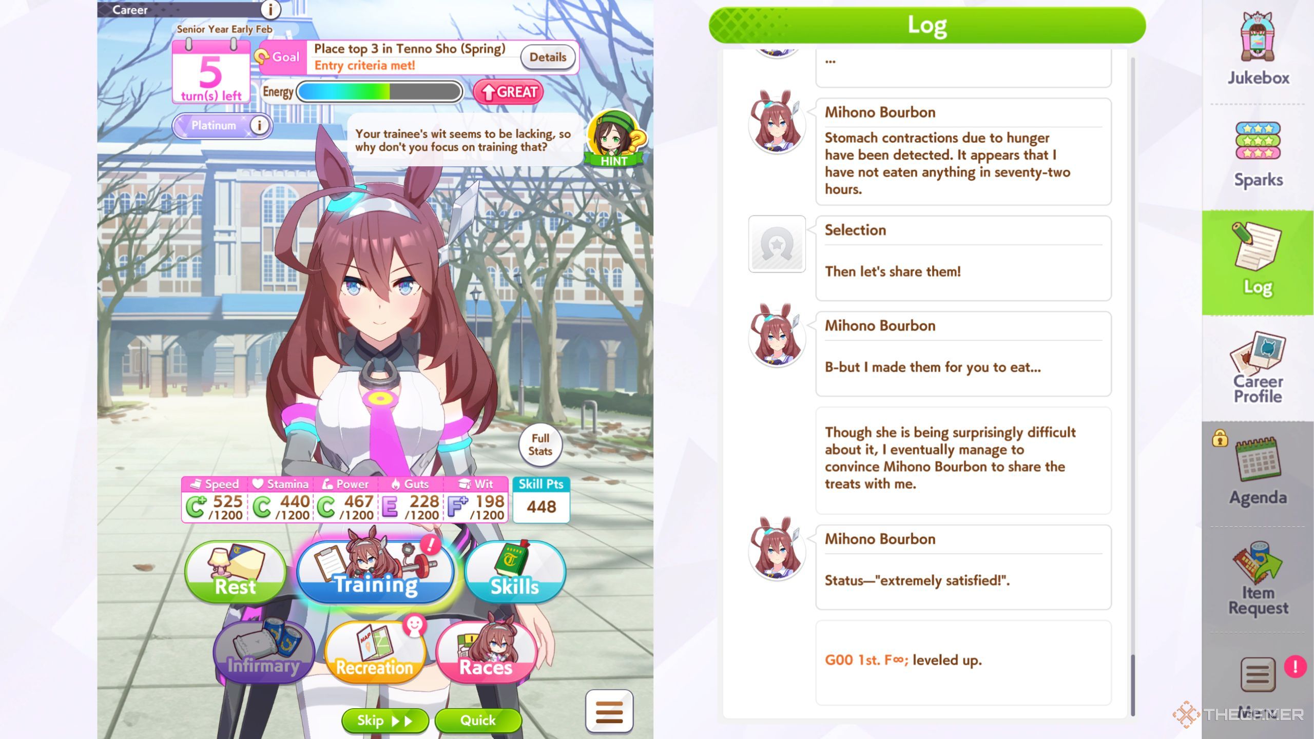 Umamusume Pretty Derby showing the basic training screen