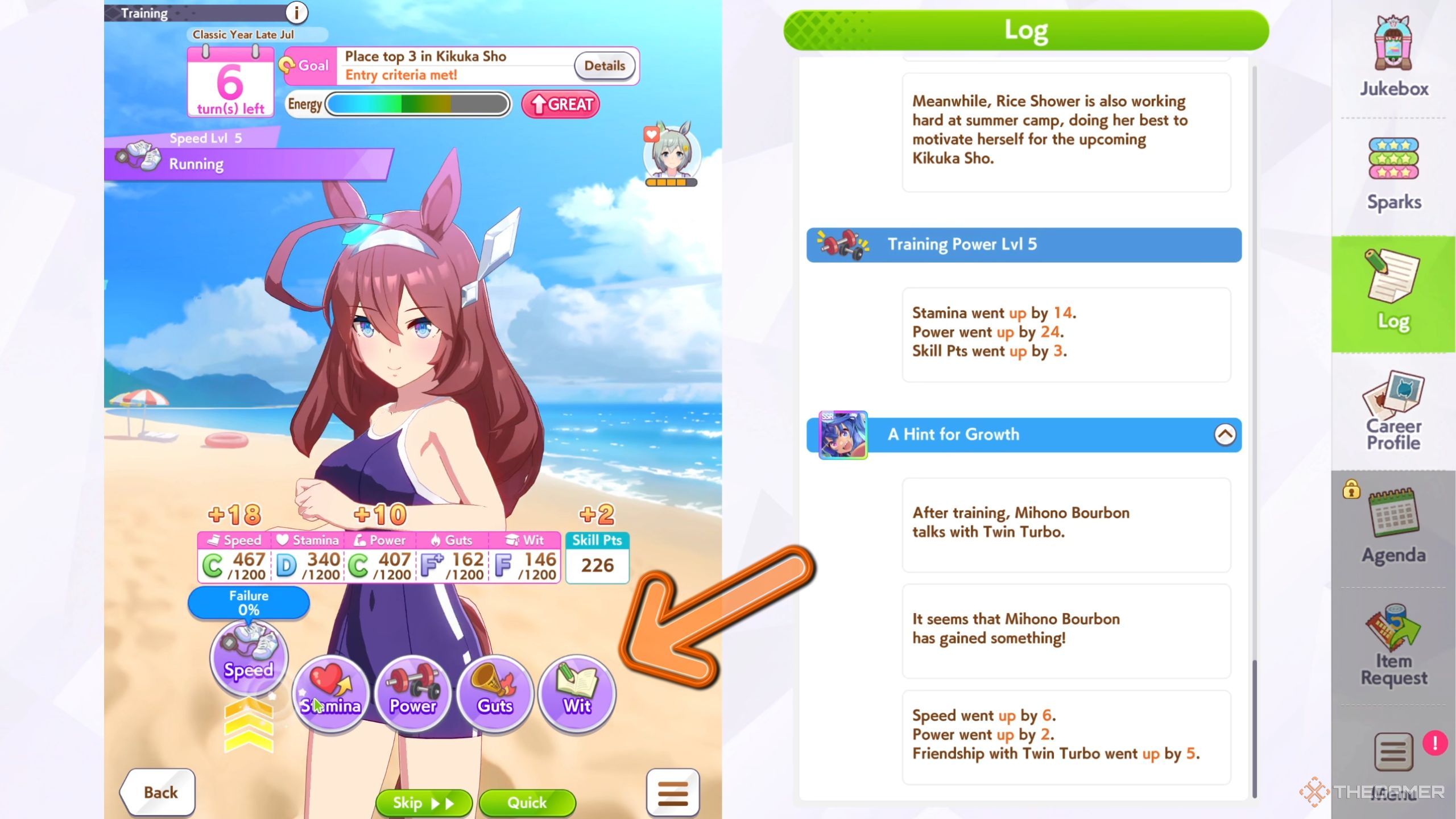 Umamusume Pretty Derby special summer break training icons.