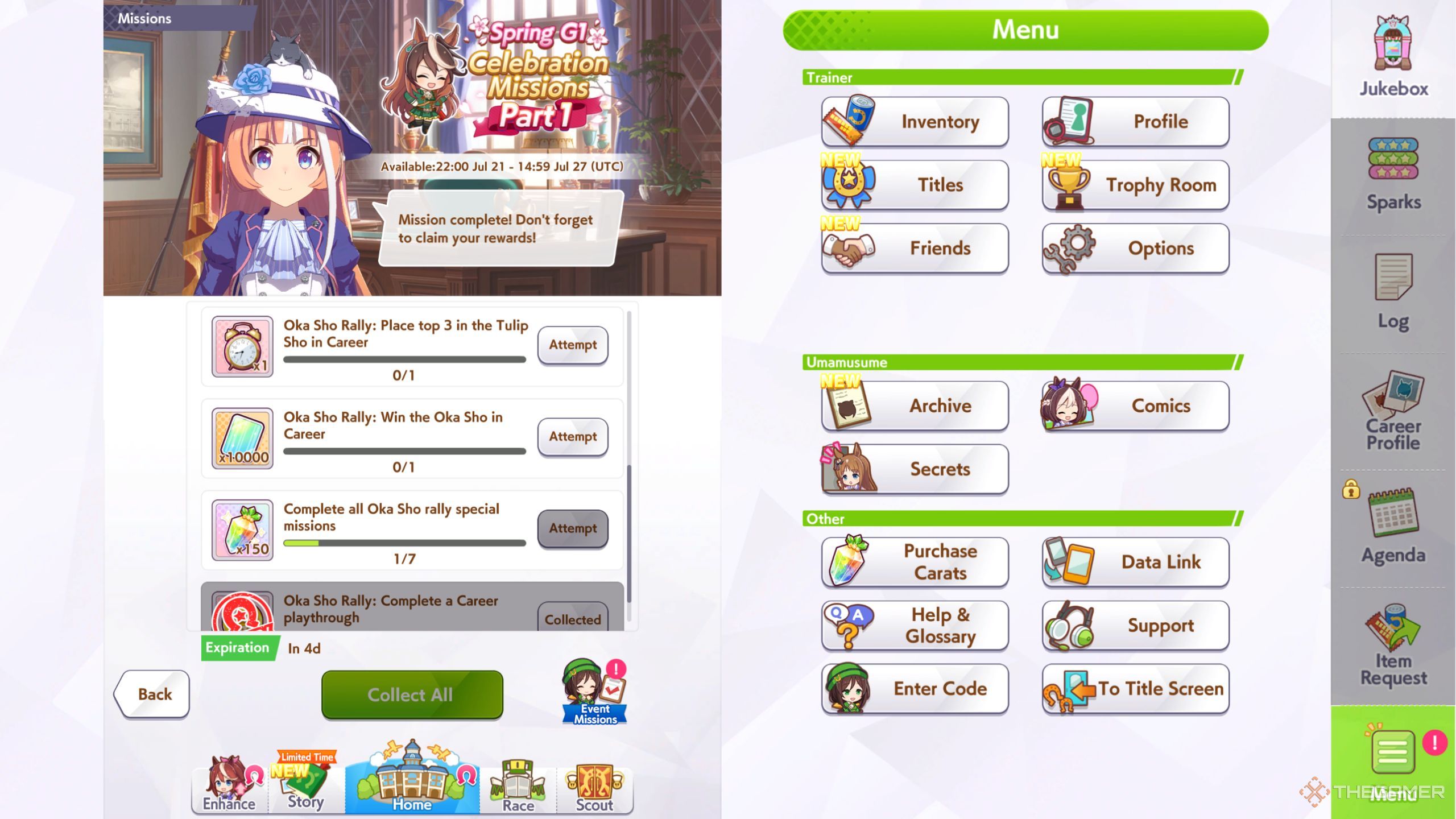 Umamusume Pretty Derby Spring G1 celebration missions part 1 rewards.