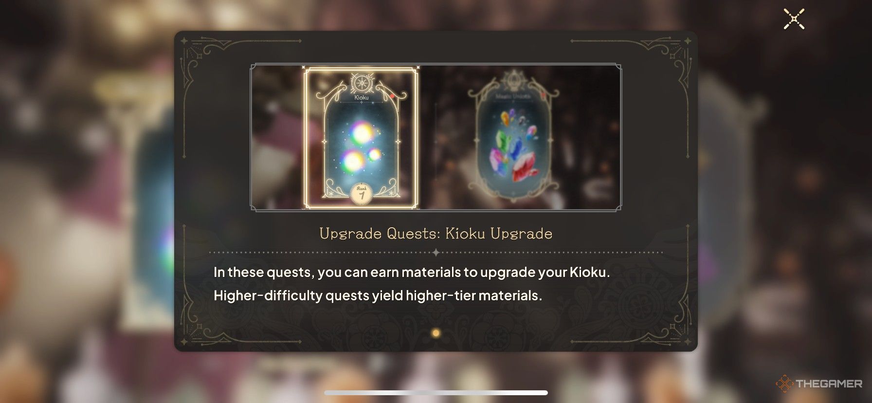 Upgrading your Kioku via quests in Madoka Magica Magia Exedra.