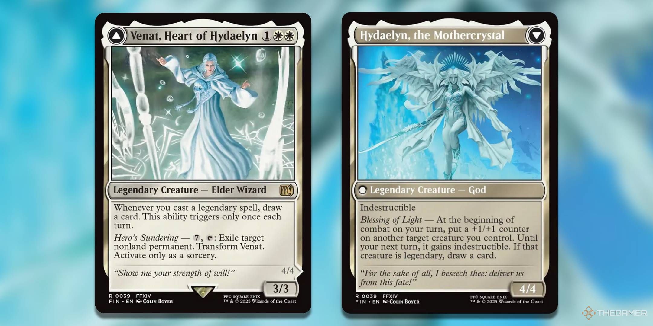 The Venat, Heart of Hydaelyn // Hydaelyn, the Mothercrystal card, from Magic: The Gathering's Final Fantasy set.