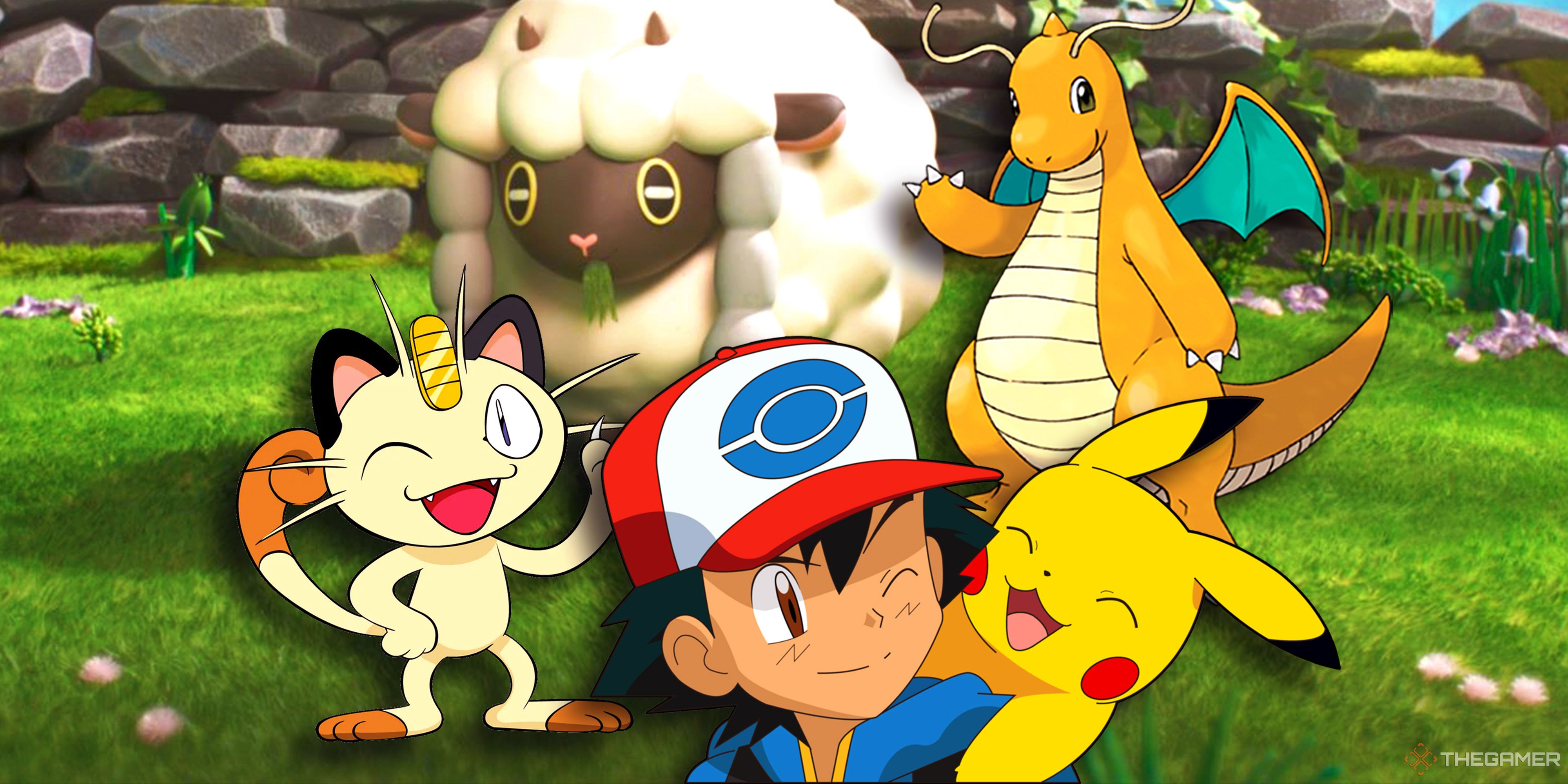 A collage of Pokemon surrounding the Aardman series' Wooloo in Pokemon Tales: The Misadventures of Sirfetch'd & Pichu.